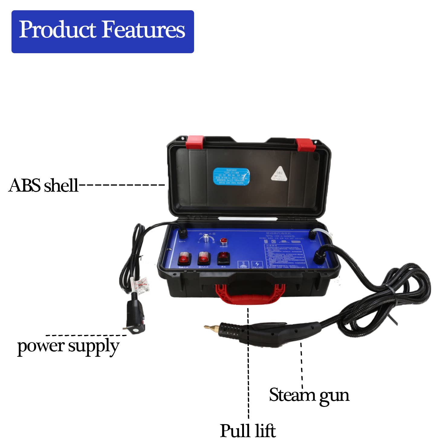 1700W Handheld Pressurized Steam Cleaner - 5 Bar High Pressure Steamer with Nozzle for Floors, Carpets, Cars & Auto Detailing | Multi-Surface Cleaning for Home, Patio & Garage (110V)