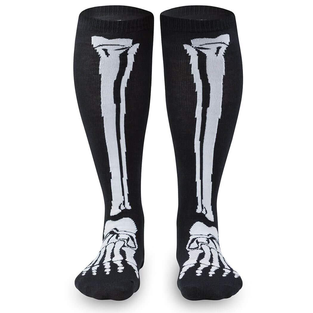 Halloween Skeleton Knee High Running Socks - Half Cushioned Athletic Socks for Men & Women by Gone For a Run (One Size) - Perfect for Costume Running, Jogging, and Halloween Workouts