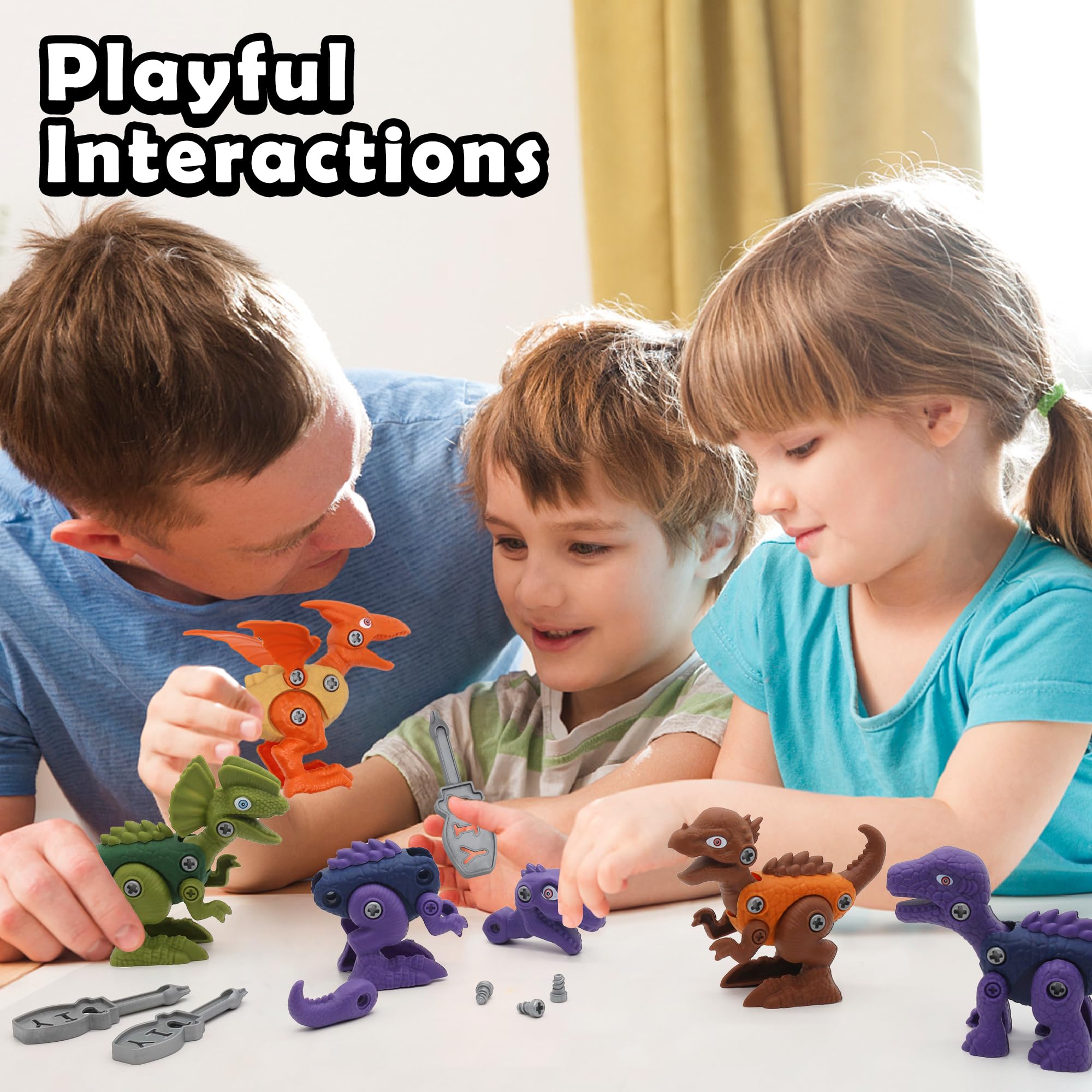 Take Apart Dinosaur Toys for Kids - STEM Construction Building Set with Electric Drill, 11-Piece Jurassic Learning Kit | Educational Birthday Gifts for Boys & Girls | Perfect for Classroom Activities, Party Favors & Creative Play