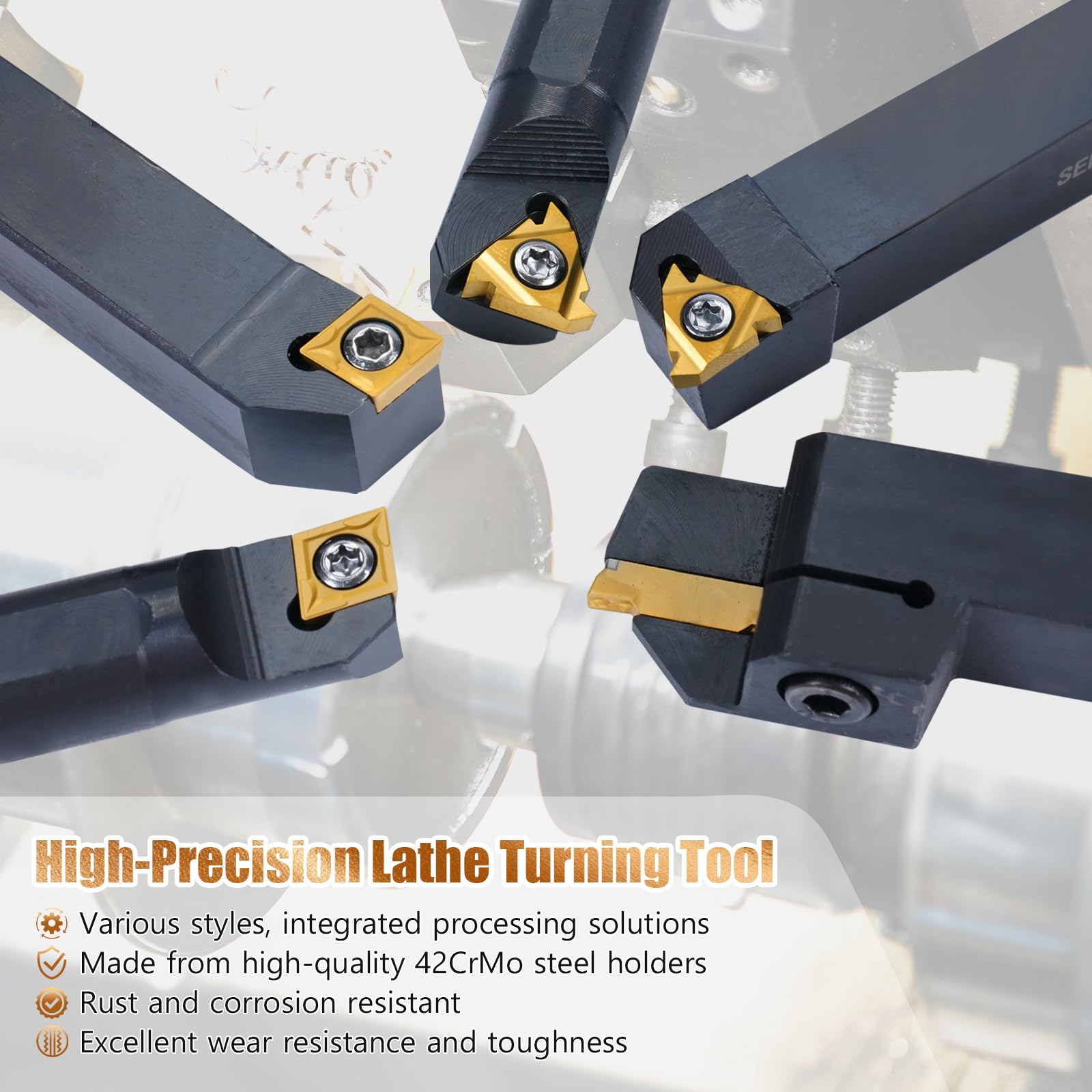 21Pcs Lathe Turning Tool Kit with 5/8