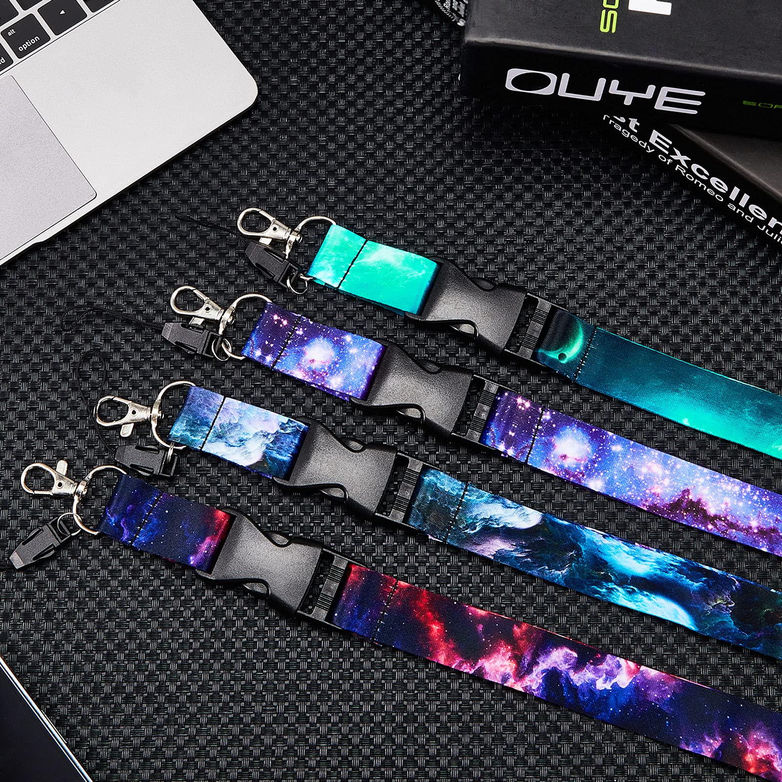 Starry Sky Lanyards - 4 Pcs Detachable Key ID Holder with Buckle for Teachers Teens | School Office Use