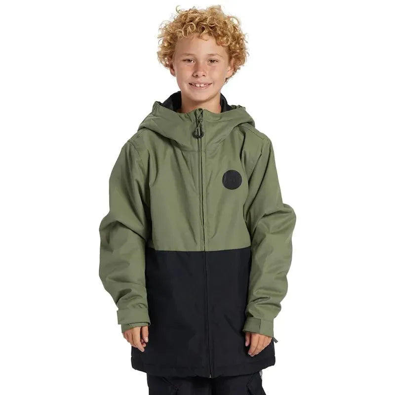 DC Snow Basis Print Kids' Camouflage Snow Jacket - Green & Black - Winter Outdoor Activities, Skiing, Snowboarding