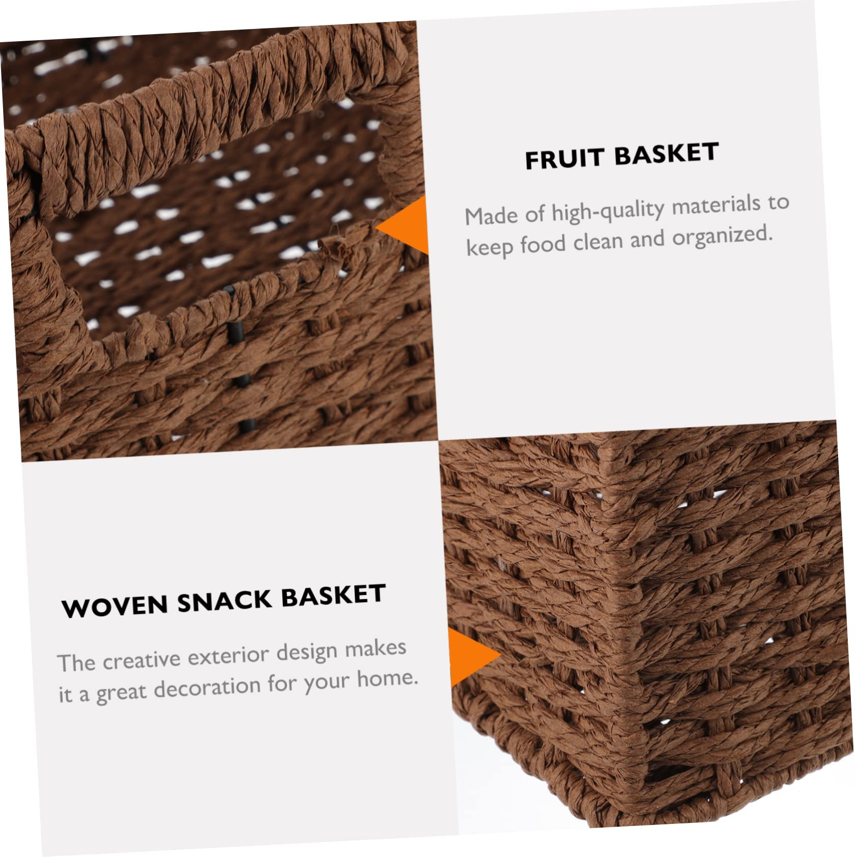 Natural Wicker Storage Baskets with Handles - Rattan Rectangular Organizer Bins for Home, Coffee Shelf & Closet Organization - Perfect for Living Room, Bedroom & Bathroom Storage