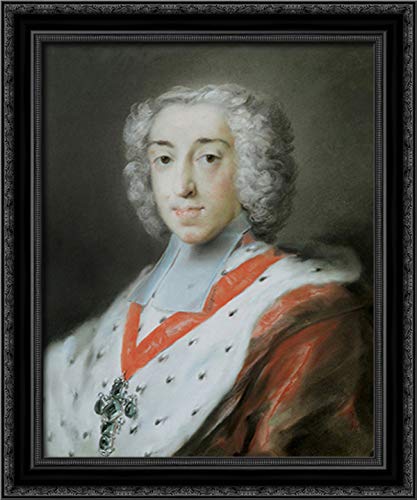 Rosalba Carriera 20x24 Black Ornate Wood Framed Canvas Art - Elector Clemens Augustus of Cologne Portrait - Elegant Home Decor for Living Room, Bedroom & Office