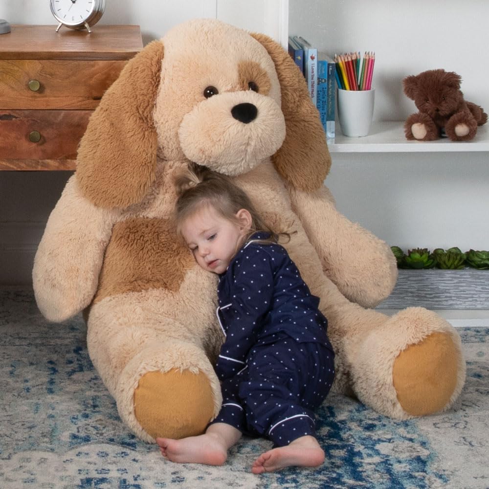 4 Foot Giant Vermont Teddy Bear Dog Stuffed Animal Plush - Extra Large Cuddly Puppy Toy from USA-Made Giant Cuddle Collection - Perfect for Kids' Bedrooms, Nursery Decor, Birthday Gifts & Adult Collectors - Soft Collectible Stuffed Dog for Cuddling, Decor & Gifting