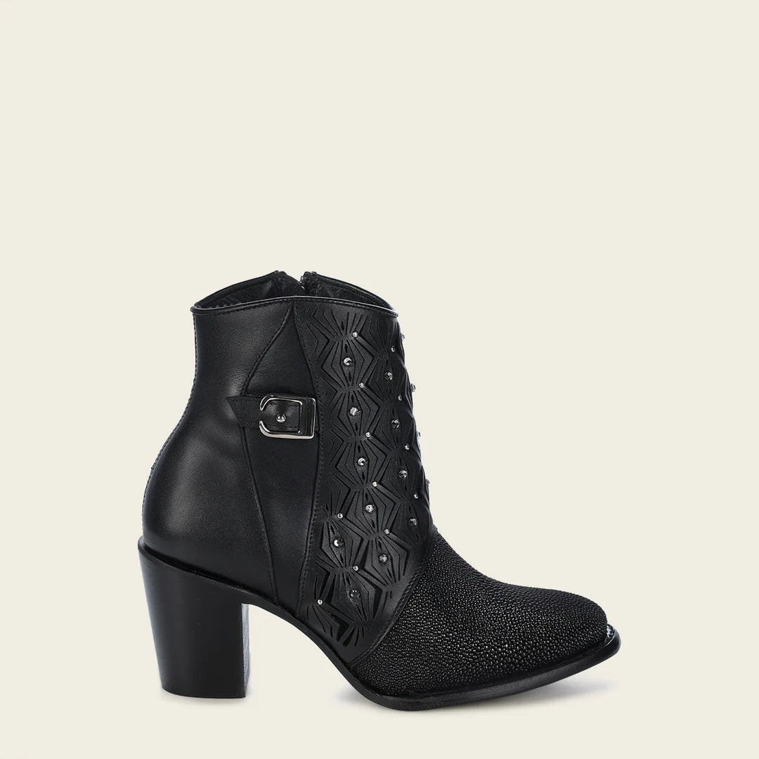 Women's Cuadra Black Western Cowgirl Stingray Leather Ankle Boots - 4V15MA Style for Country Dancing & Rodeo Events