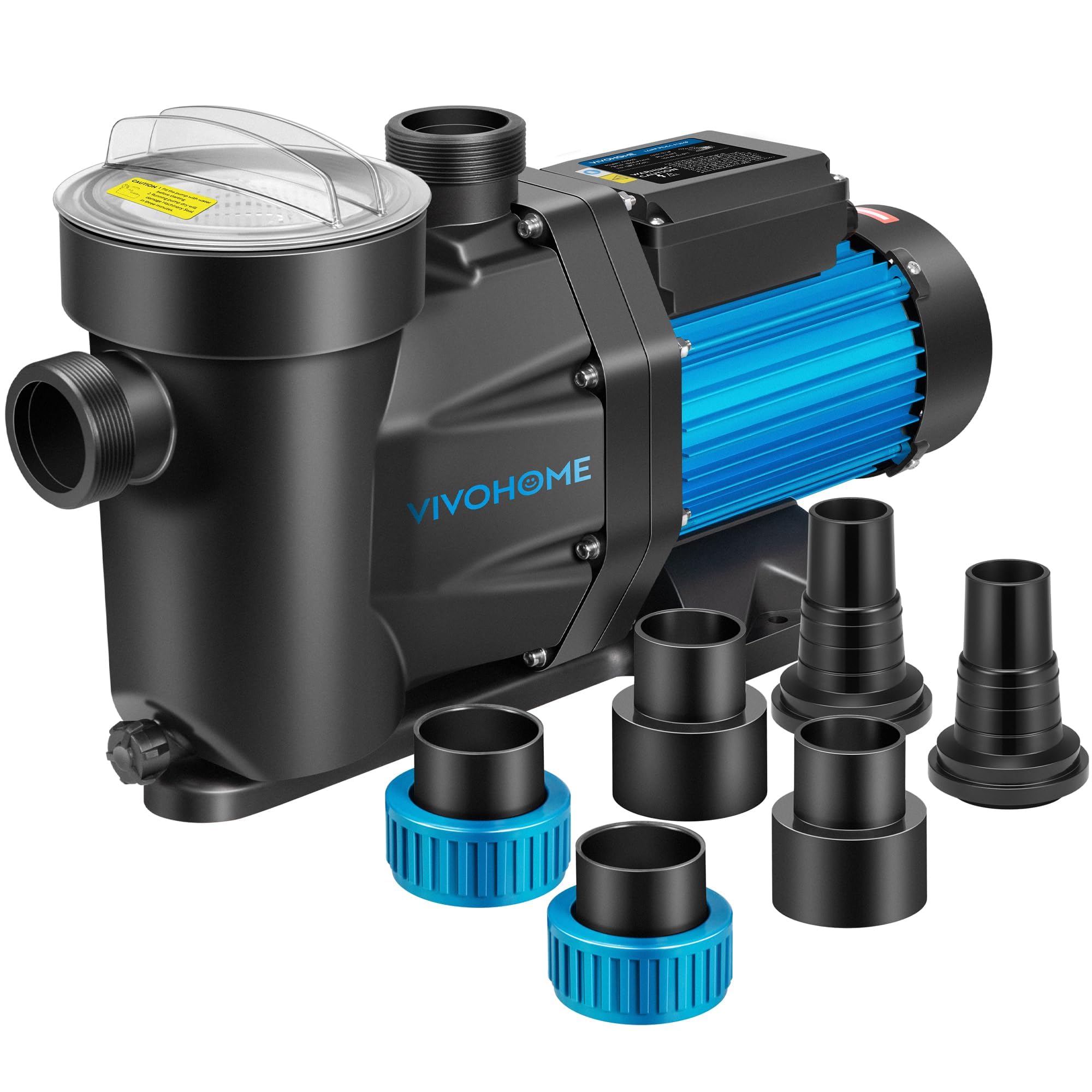 VIVOHOME 1.5 HP High Performance Self Priming Pool Pump 6360 GPH with ON/OFF Switch - Energy Efficient Swimming Pool Pump for Inground & Above Ground Pools - Includes 1.25