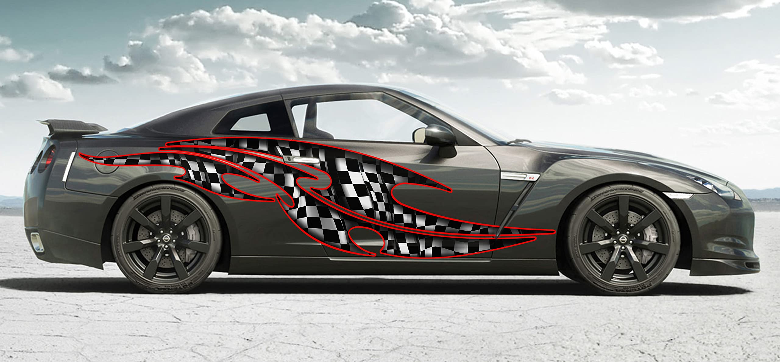 Checkered Flag Vinyl Car Wrap Decal - 20x60 Inch Racing Stripes Sticker for Auto Graphics - Perfect for Race Cars, Sports Vehicles & Motorsport Enthusiasts