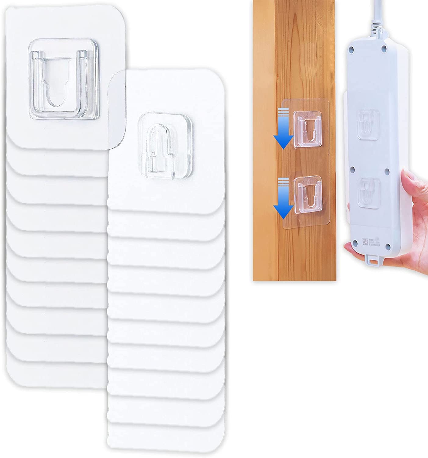 Grapebeanbean Screw-Free Strip Holder - 50-Pair Interlocking Wall Mount Organizer for Tools, Keys & Office Supplies | No Screws Needed, Easy Installation