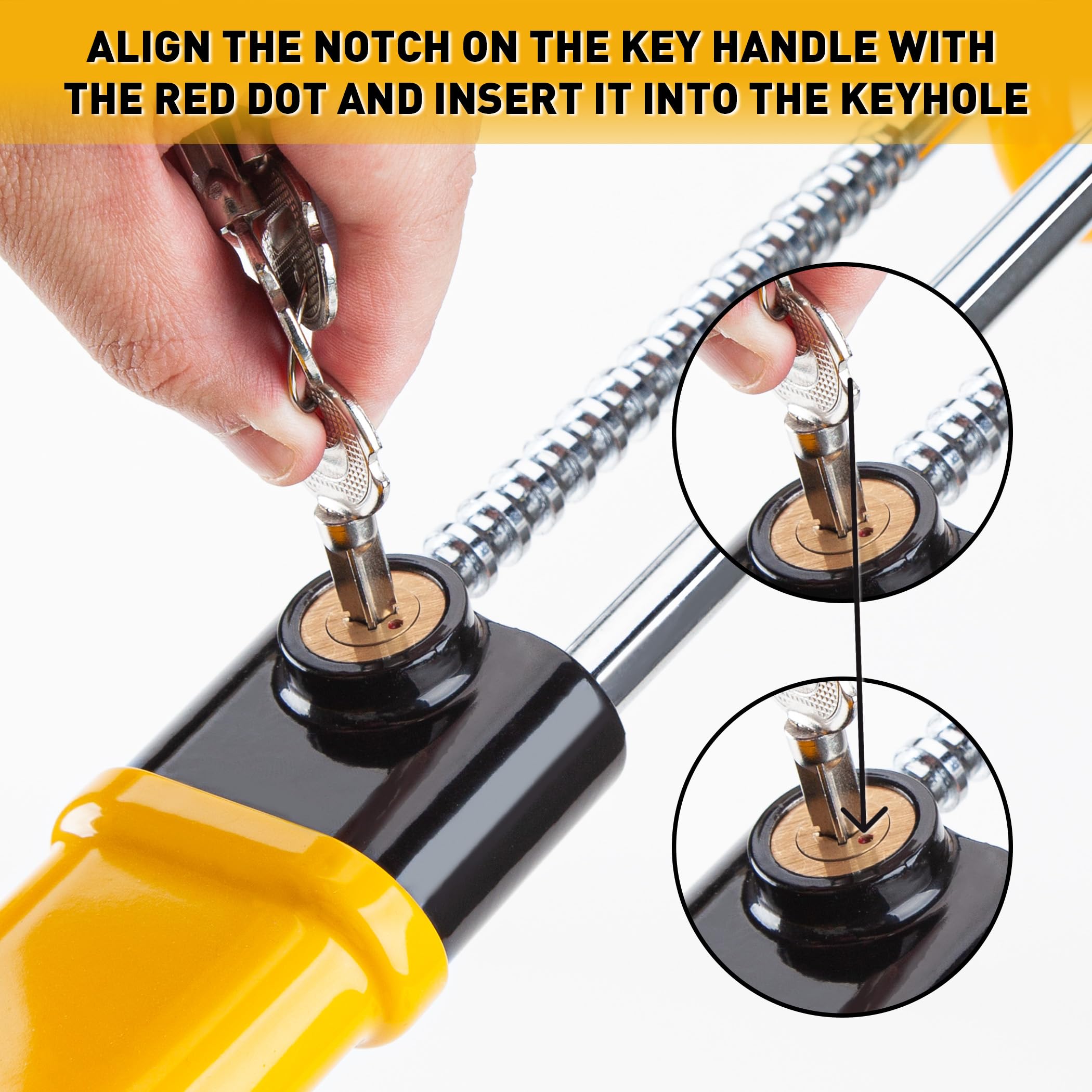 Heavy Duty Steering Wheel Lock Anti-Theft Car Security Device - Adjustable Universal Fit for Cars, Trucks, Vans & SUVs - Includes 3 Keys | Theft Deterrent for Parking Lots, Road Trips & Overnight Security