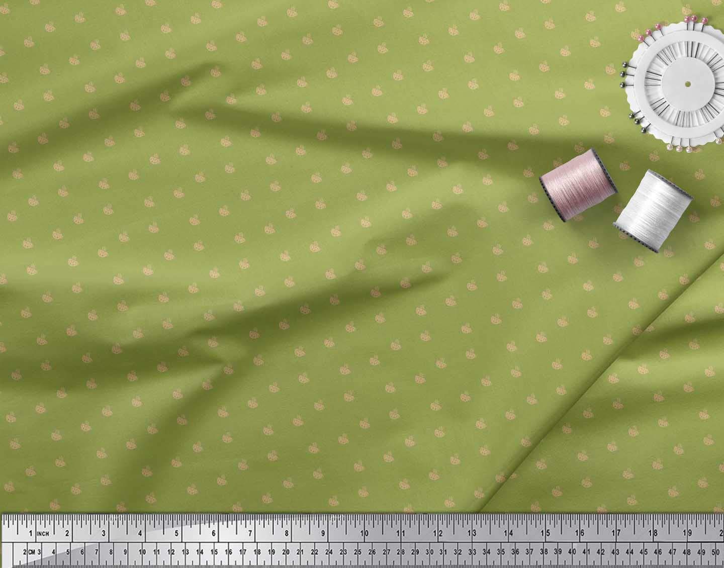 Soimoi 100% Cotton Cambric Fabric - 42 Inch Wide Green Tea Cup Printed Fabric by The Yard - Perfect for DIY Clothing, Home Decor, and Tea-Themed Crafts