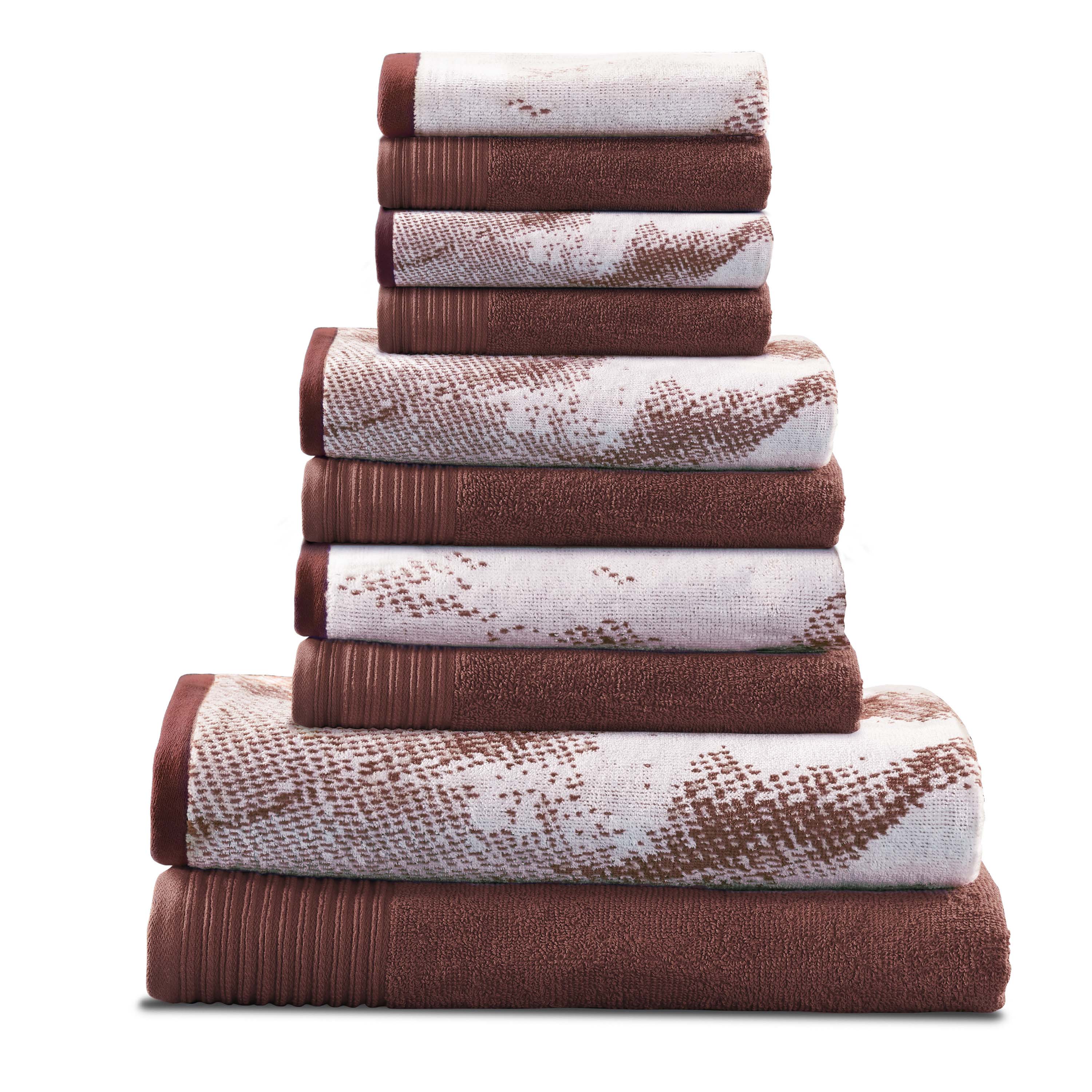Premium 10-Piece Quick-Dry Cotton Towel Set - Solid & Marble Patterns for Bath, Gym, Beach, and Spa | Ultra Absorbent & Soft Bath Towels