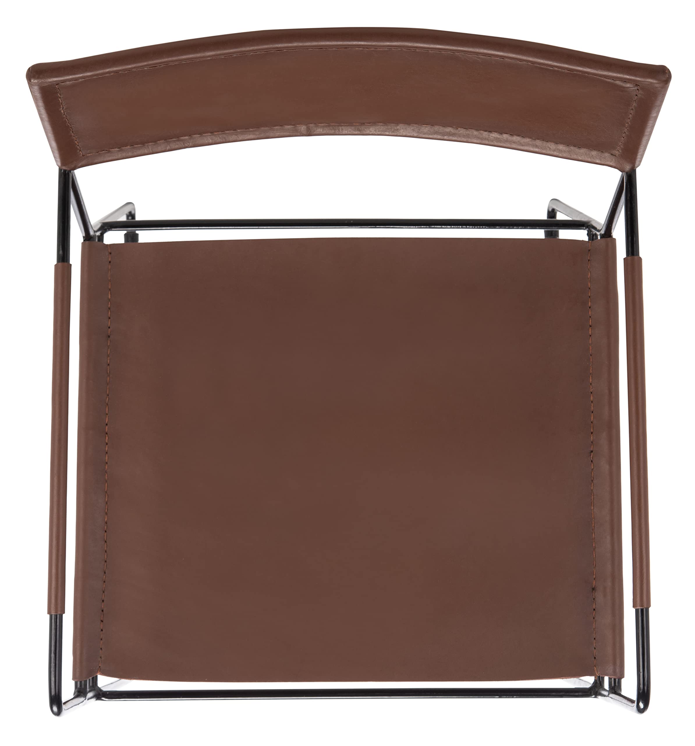 SAFAVIEH Alyx Cognac Leather & Black Dining Chairs (Set of 2) - Fully Assembled Modern Kitchen & Dining Room Furniture for Home & Restaurant Use