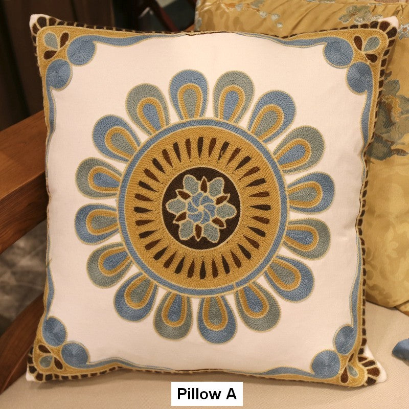 Embroidered Floral Cotton Throw Pillow Covers for Couch - Farmhouse Decorative Sofa Pillows, Soft & Stylish Home Decor for Living Room, Bedroom, and Dorm