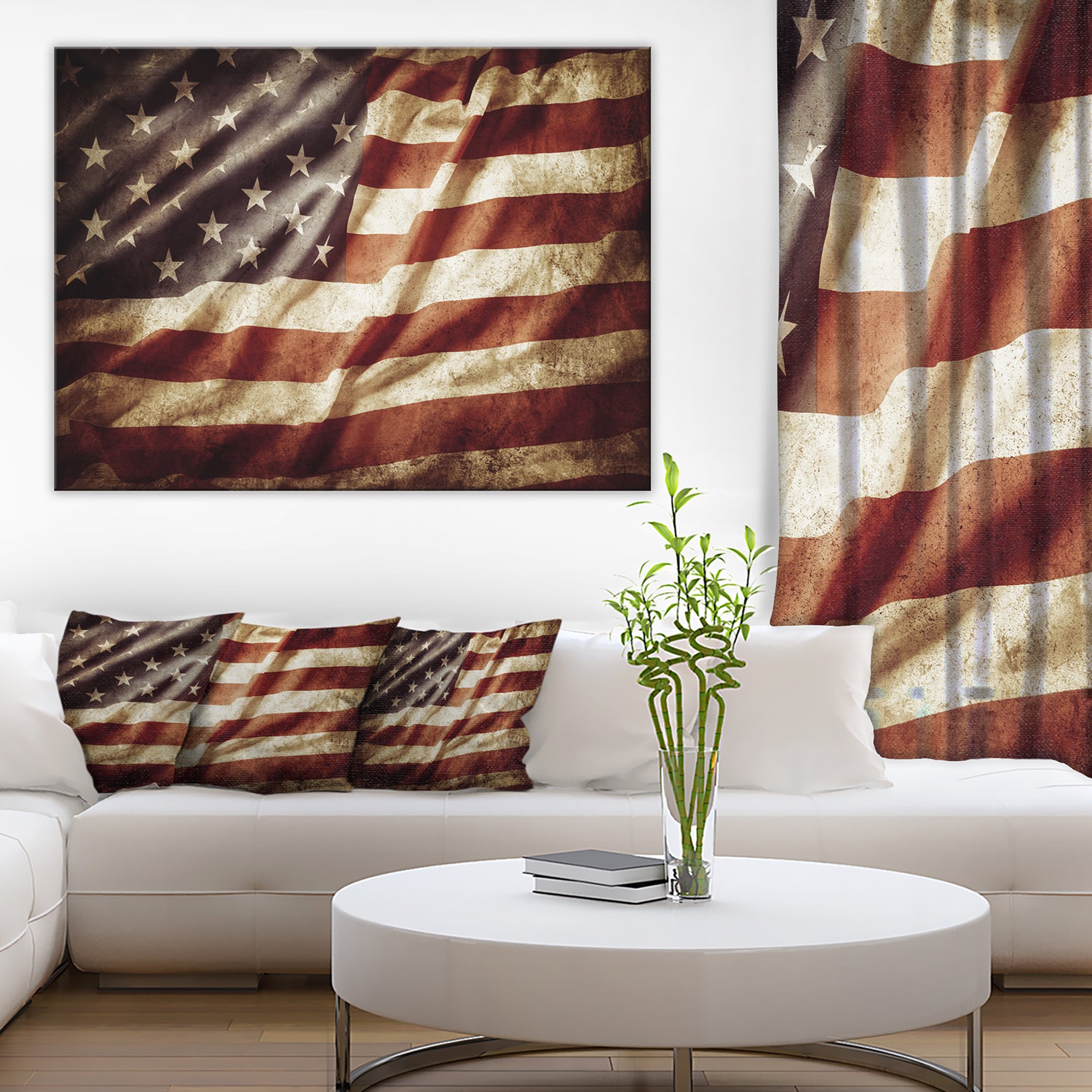 American Flag Contemporary Canvas Art Print - Patriotic Wall Decor for Home, Office & Gifts | USA Flag Painting for Living Room, Bedroom & Office Spaces