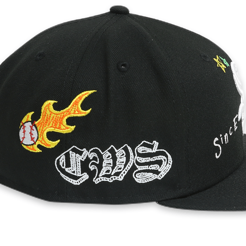 Chicago White Sox Scribble Black 59FIFTY Fitted Hat for Men - Official MLB Baseball Cap for Games, Streetwear & Sports Fashion