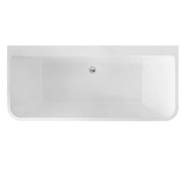 BelBagno Alto 59-Inch Back to Wall Freestanding Bathtub - Modern Acrylic Soaking Tub for Luxurious Bathroom Relaxation | Perfect for Master Bathrooms & Spa-Like Retreats