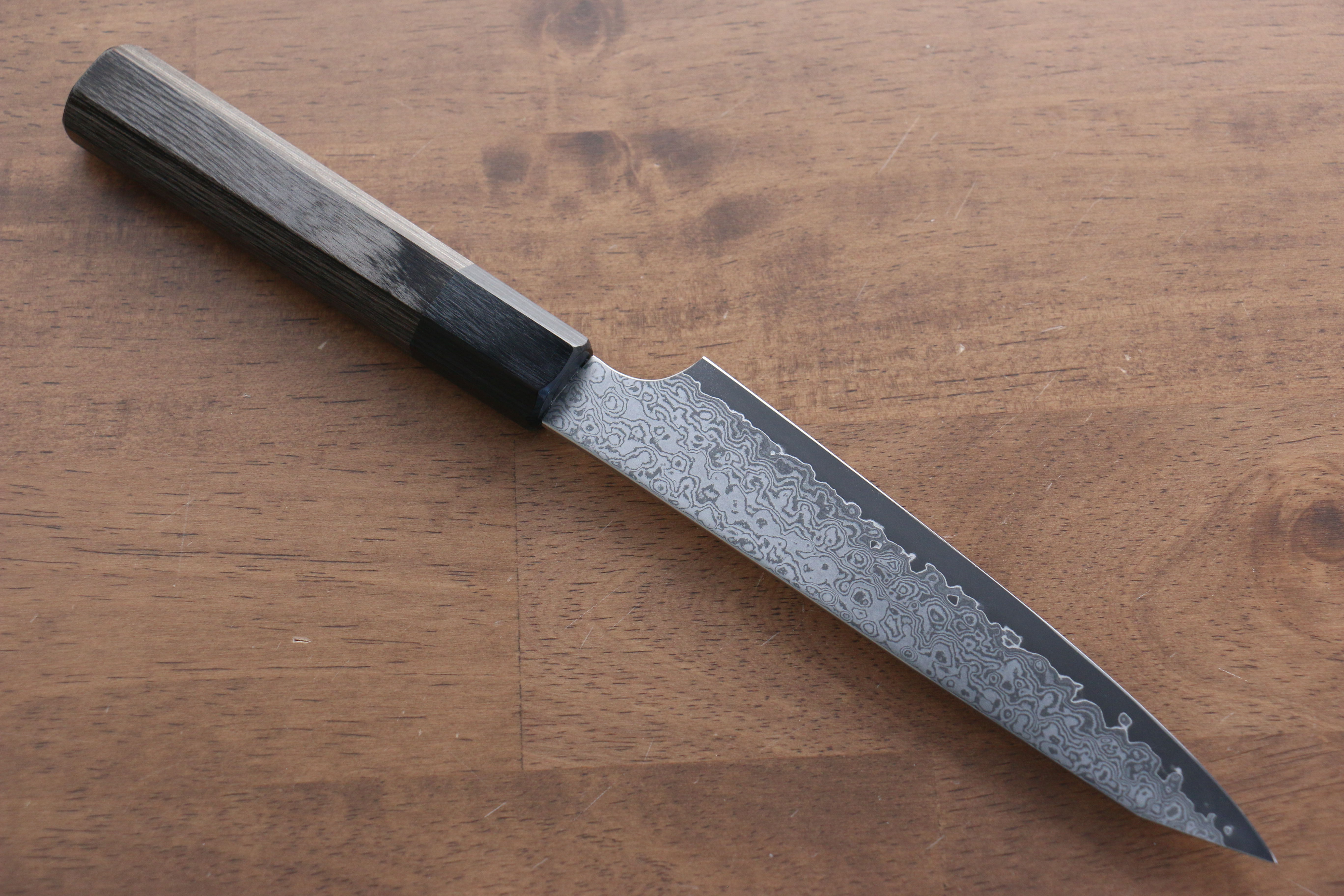 Premium Seisuke VG10 33-Layer Damascus Kiritsuke Petty Utility Knife 150mm - Gray Pakkawood Handle - Perfect for Sushi, Vegetables & Precision Kitchen Tasks