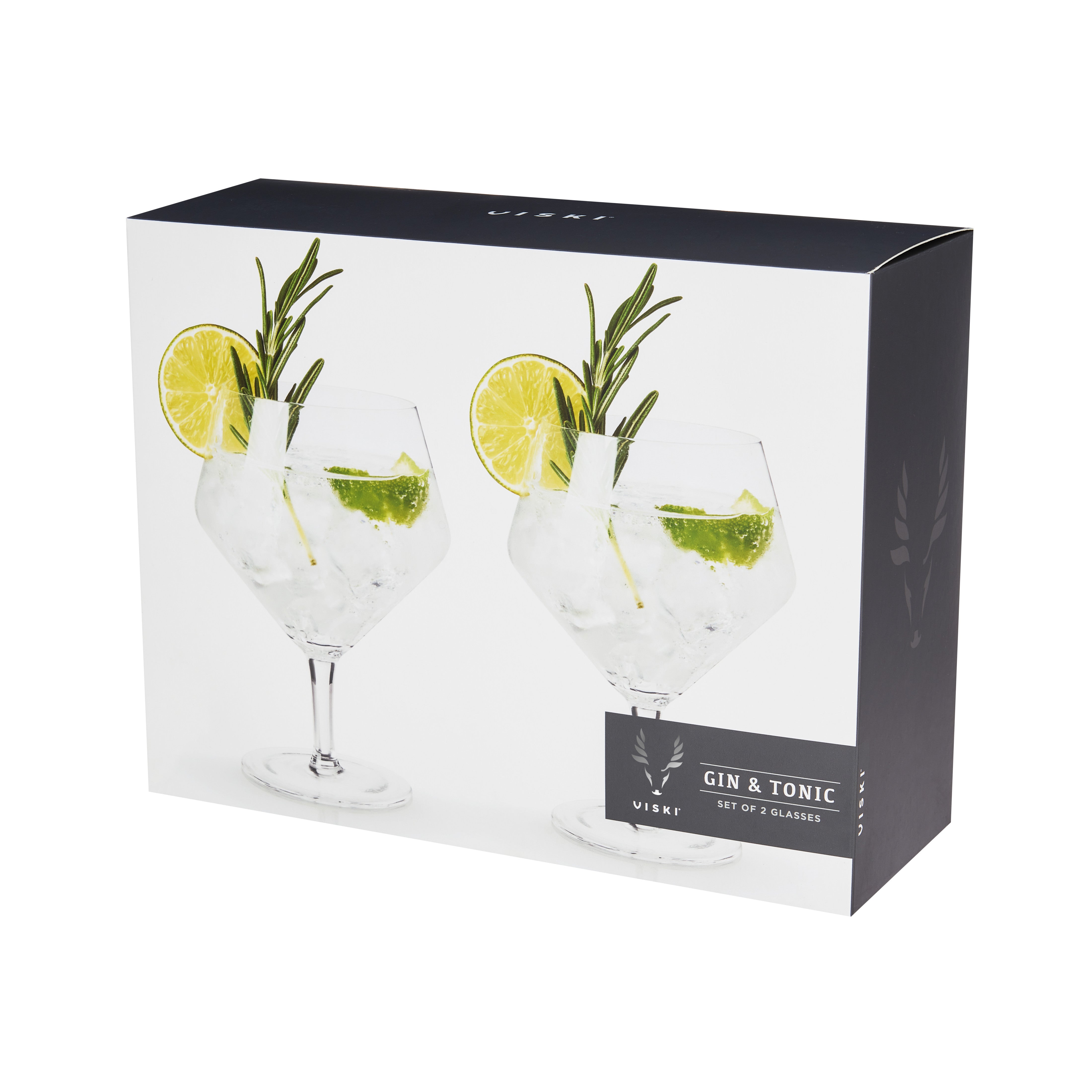Raye Angled Crystal Gin & Tonic Glasses Set of 2 - Elegant Barware for Cocktails, Whiskey & Champagne - Perfect for Home Bars, Parties & Gifts