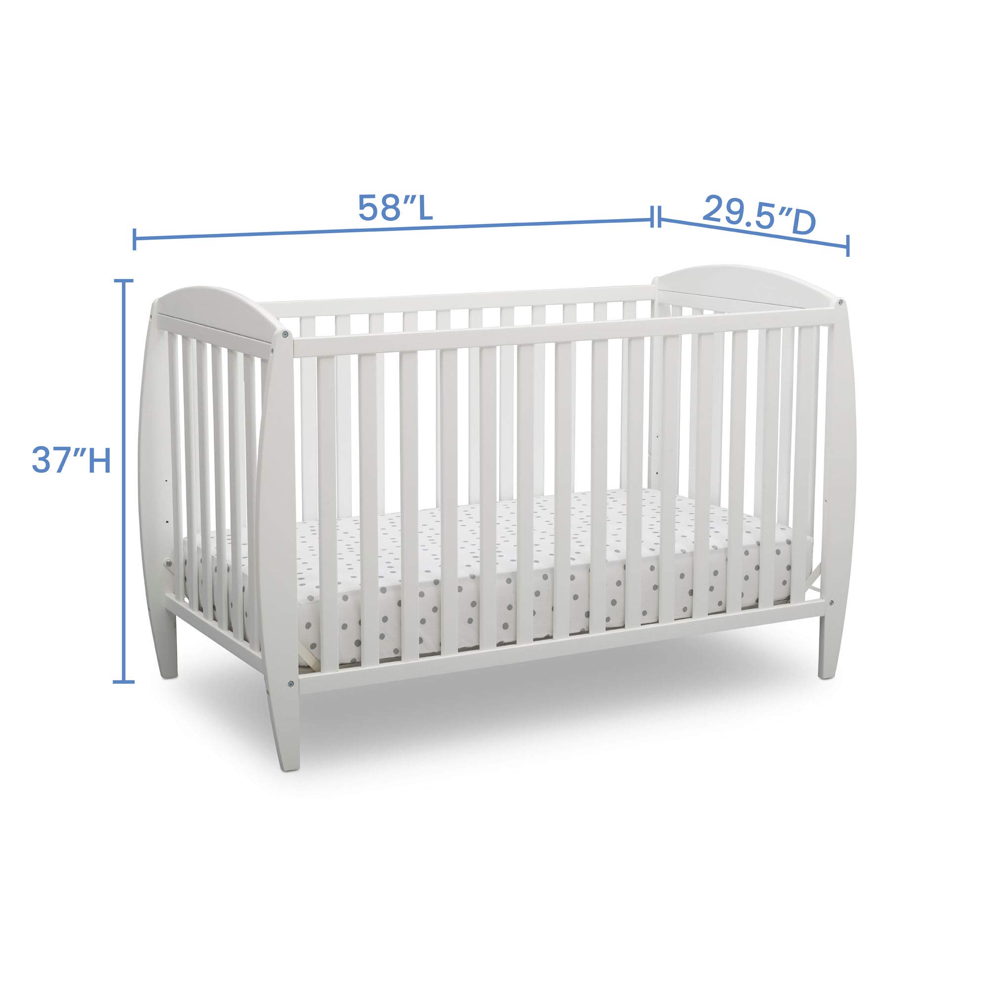 Delta Children Twinkle 4-in-1 Convertible Baby Crib with Sustainable New Zealand Pine Wood & Galaxy Dual-Sided Crib Mattress Bundle - White Nursery Furniture Set for Newborns to Toddlers | Eco-Friendly Baby Bedroom Essentials for Safe Sleep & Playtime