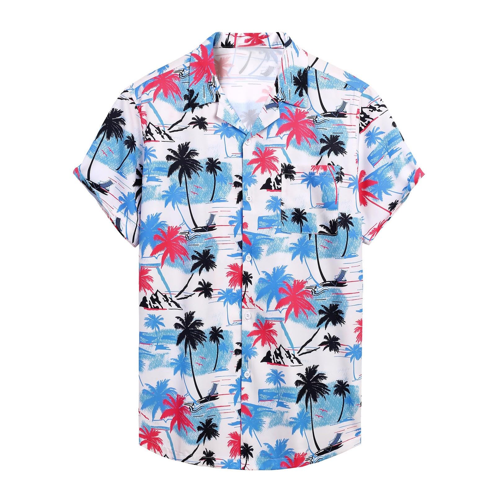 Men's Hawaiian Shirt Short Sleeve Casual Button Down Beach Floral Shirt - Lightweight Comfortable Summer T-Shirt for Vacation, Luau Party & Tropical Getaway
