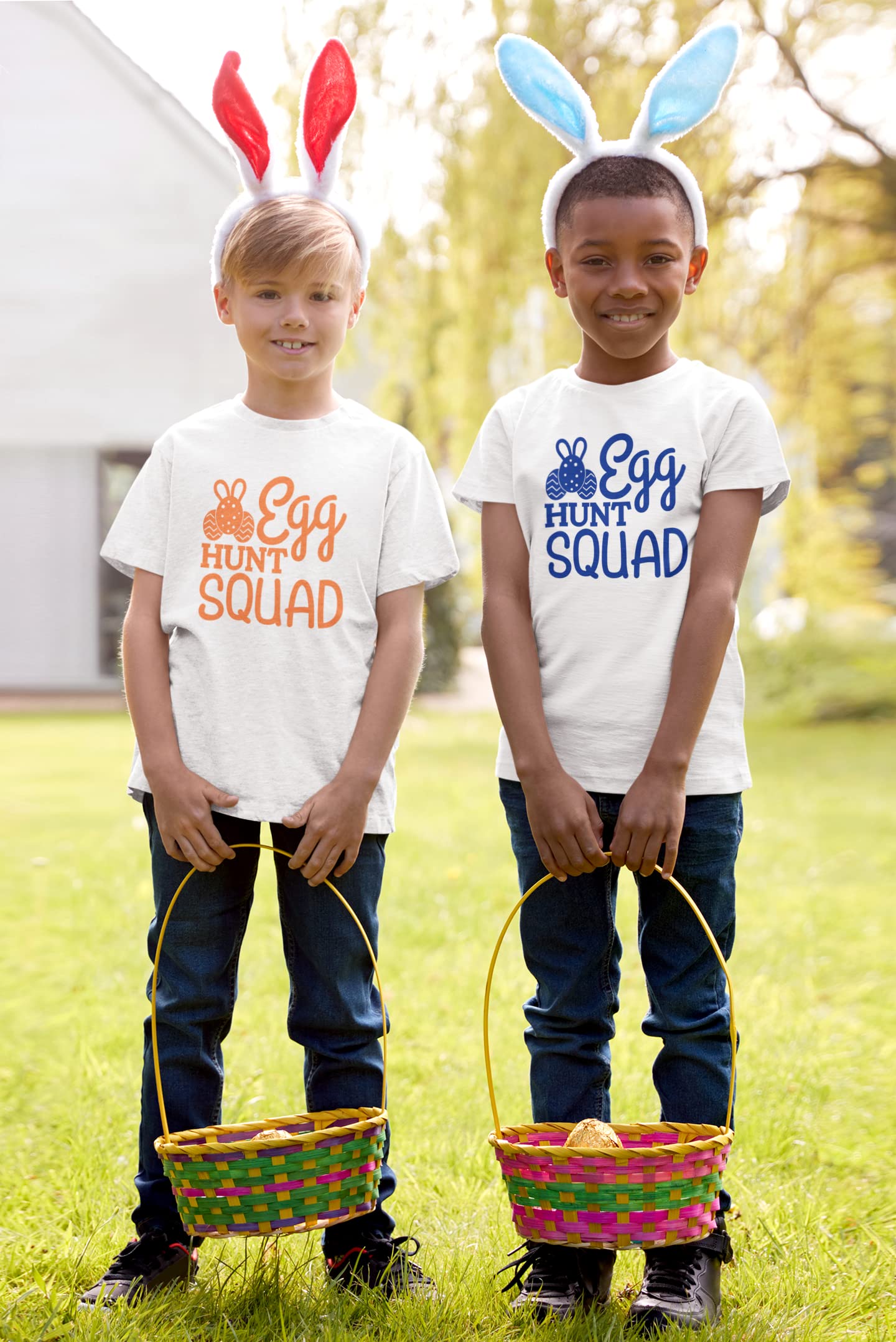 Egg Hunt Squad Iron On Decal - Easter Heat Transfer Vinyl Patch for DIY Crafts, Matching Family Shirts & Kids Easter Gifts (Black) | Perfect for Easter Party Outfits, Spring Celebrations & Family Photo Shoots