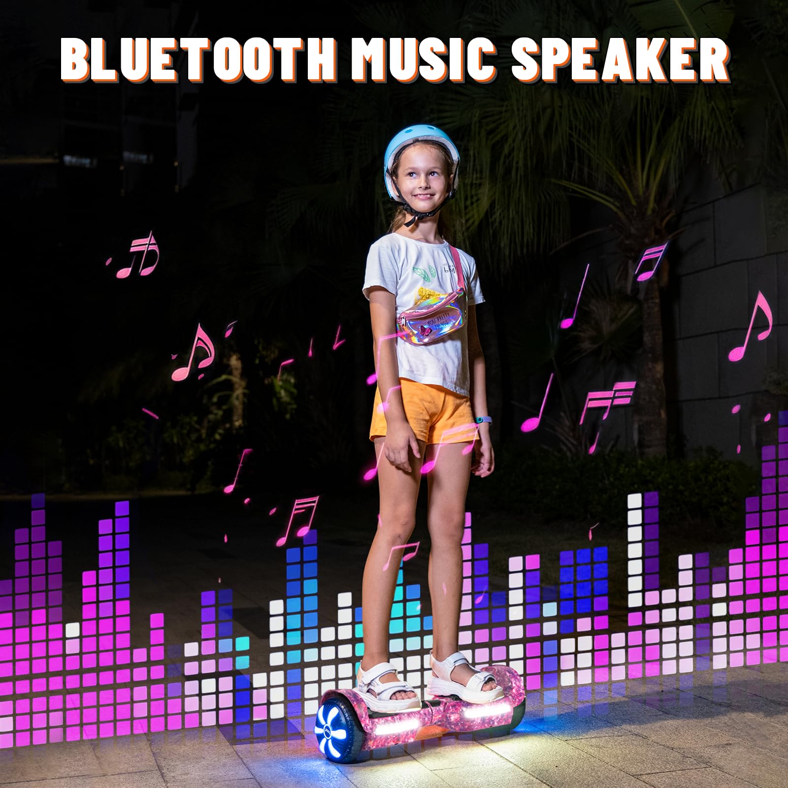 Electric Scooter with Bluetooth Speakers & LED Light-Up Wheels - 250W Dual Motor, 8.5mph Speed, 8.5mi Range, APP Control - Perfect Commuting & Fun Ride for Kids & Adults (Boys/Girls) - Ideal for Urban Travel, Campus Commute & Weekend Adventures