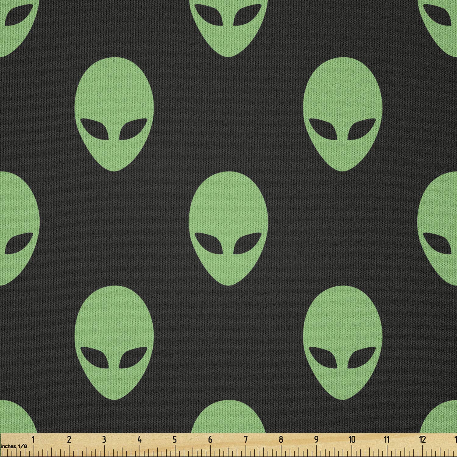 Ambesonne Alien Fabric by The Yard - Supernatural Martian Beings Microfiber Textile for DIY Crafts, Home Decor & Upholstery (10 Yards, Fern Green) - Perfect for Sci-Fi Costumes, Quilting & Wall Hangings
