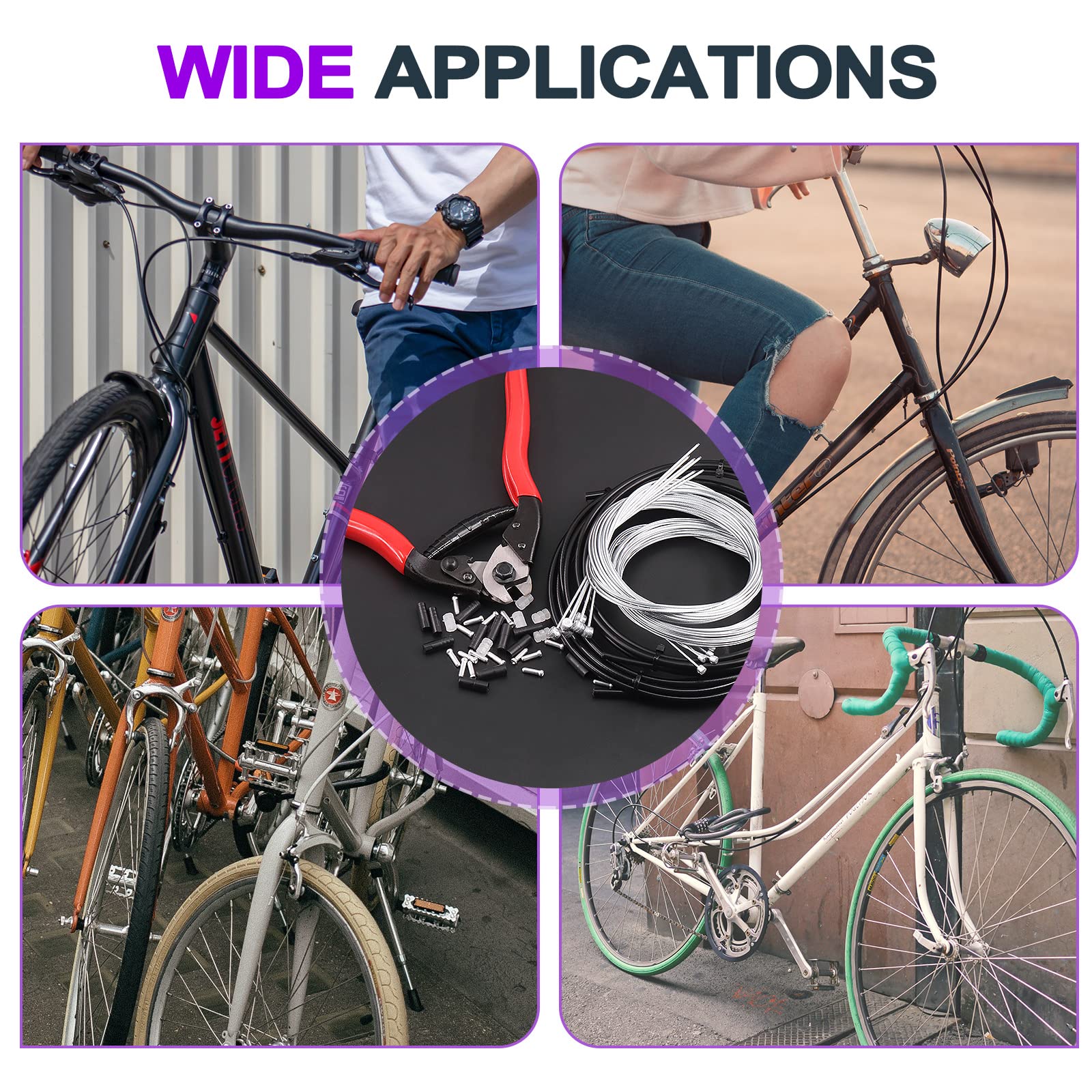 Swpeet 83-Piece Stainless Steel Bike Cable Cutter Kit with Brake/Shift Cable Housing, End Caps & O-Rings | Professional Bicycle Brake & Shifter Cable Set for Mountain & Road Bikes | Ideal for Maintenance, Repair & DIY Bike Upgrades