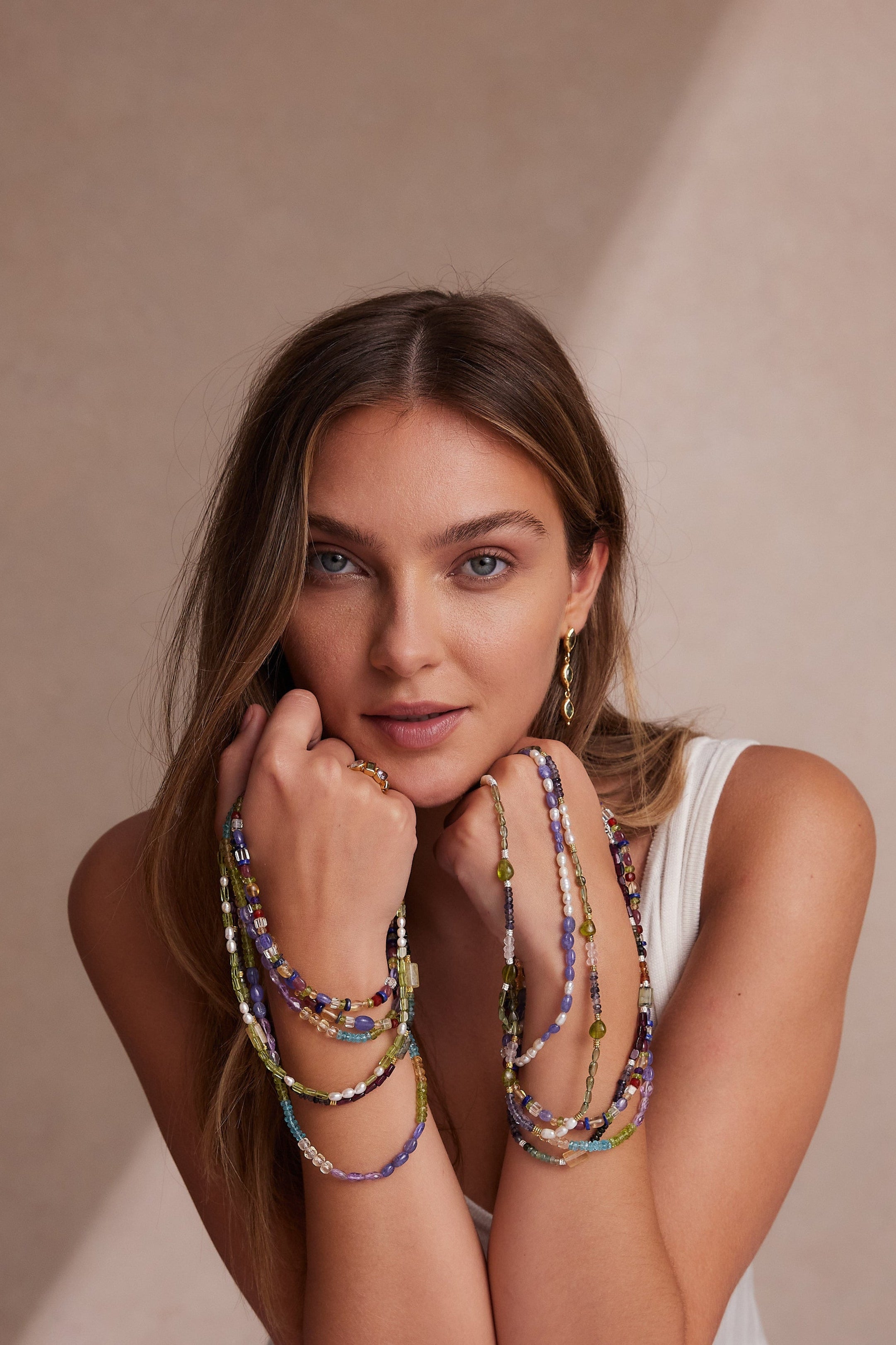 Azul Gold Beaded Necklace for Women - 18K Gold Plated Elegant Layering Chain Jewelry - Perfect for Weddings, Parties & Everyday Wear