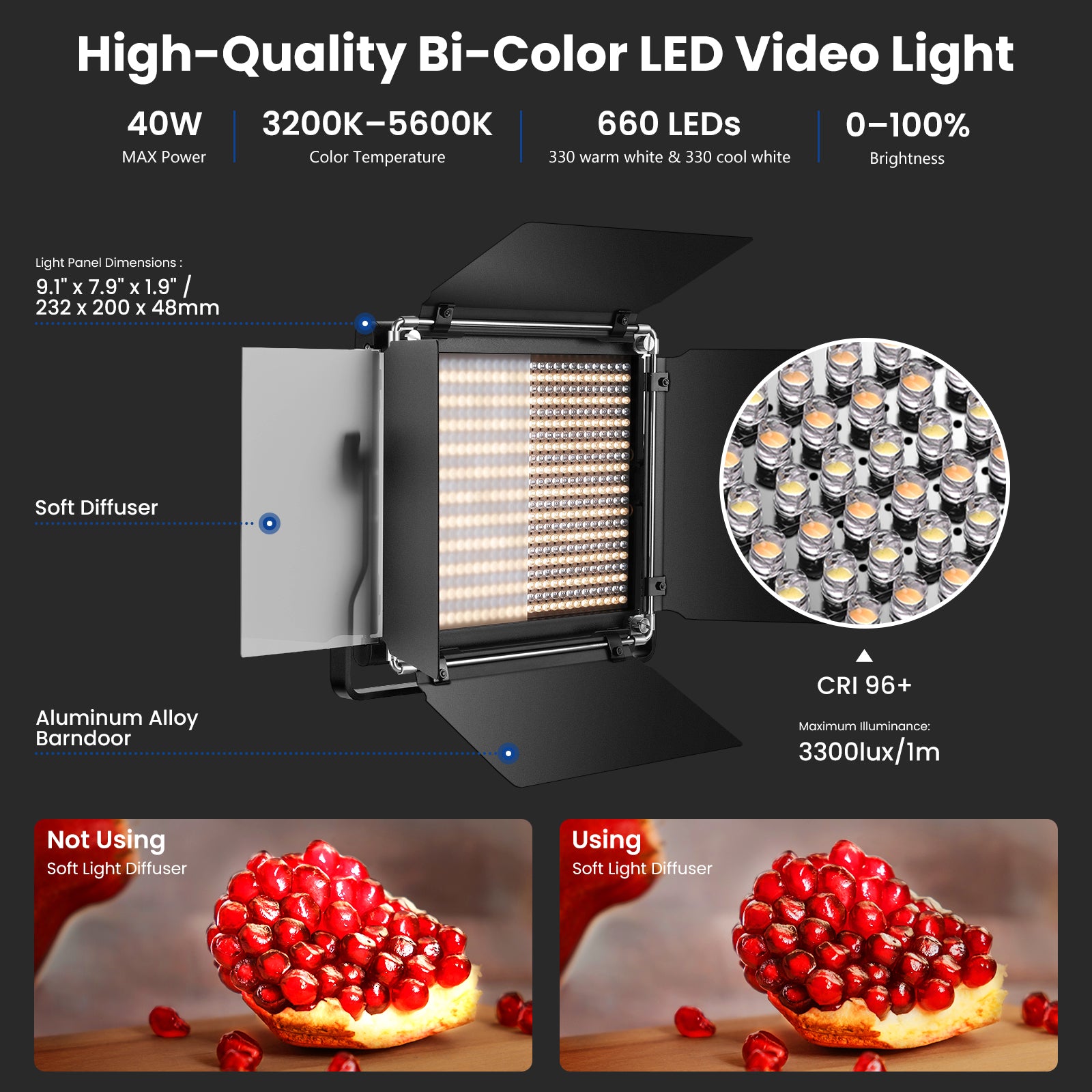NEEWER 2 Pack NL660 Bi-Color 660 LED Video Light with Stand Kit - Professional Lighting for YouTube, Photography, Live Streaming & Studio Production