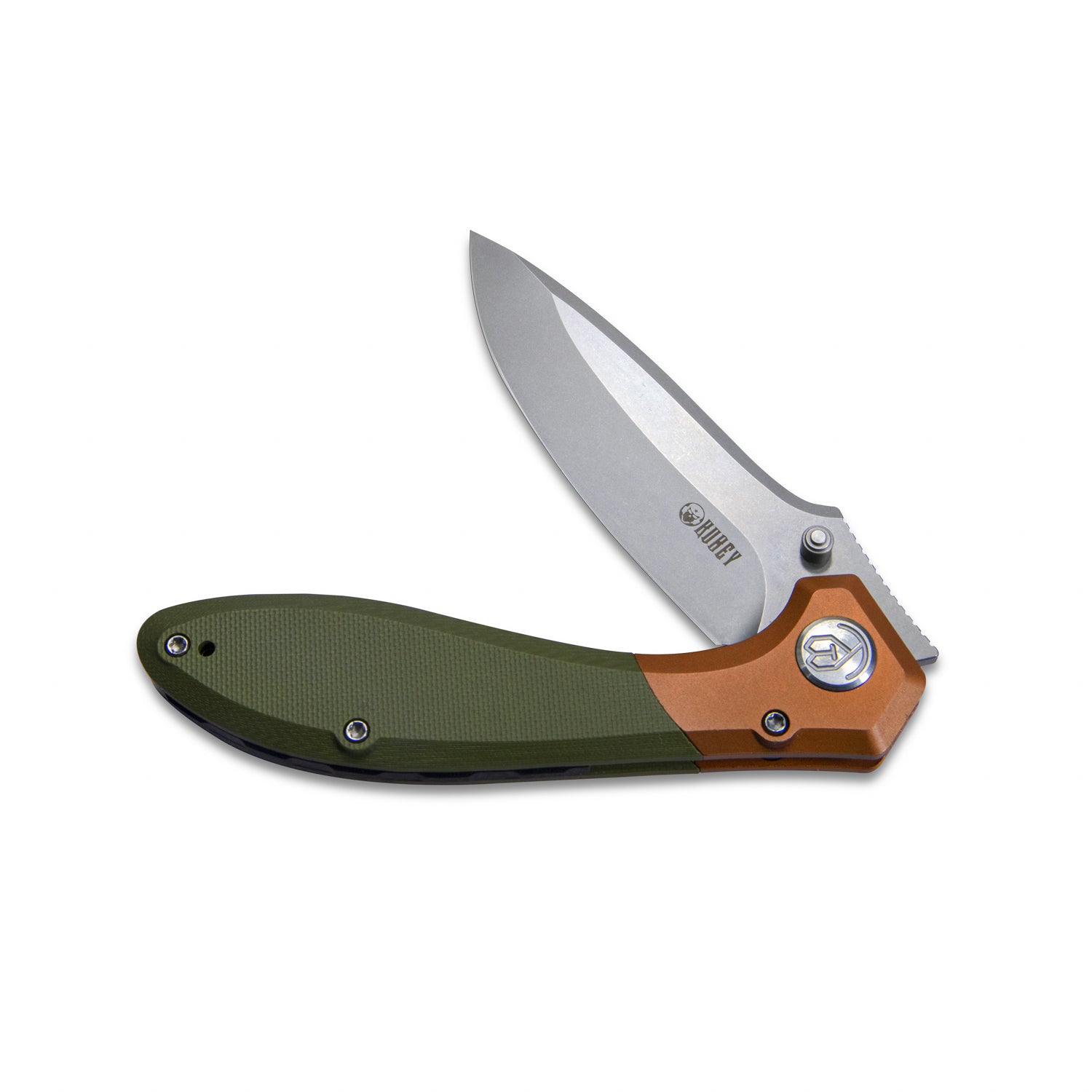 Ruckus Liner Lock Folding Knife with Copper Head & OD Green G10 Handle - 3.31