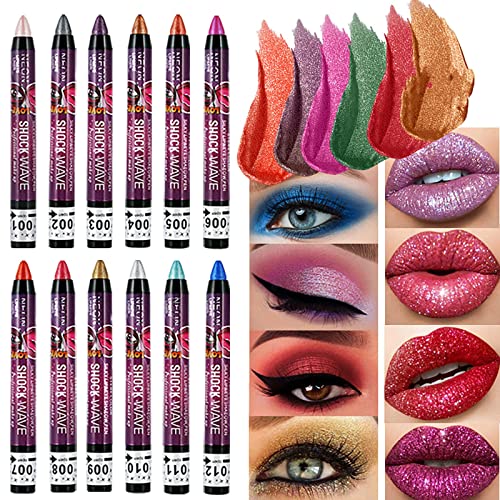 2022 Shiny 2-in-1 Lip Gloss & Eyeshadow Stick Set - 12 Vibrant Colors, Long Lasting & Easy to Apply | Perfect for Daily Makeup, Party Looks & On-the-Go Touch Ups