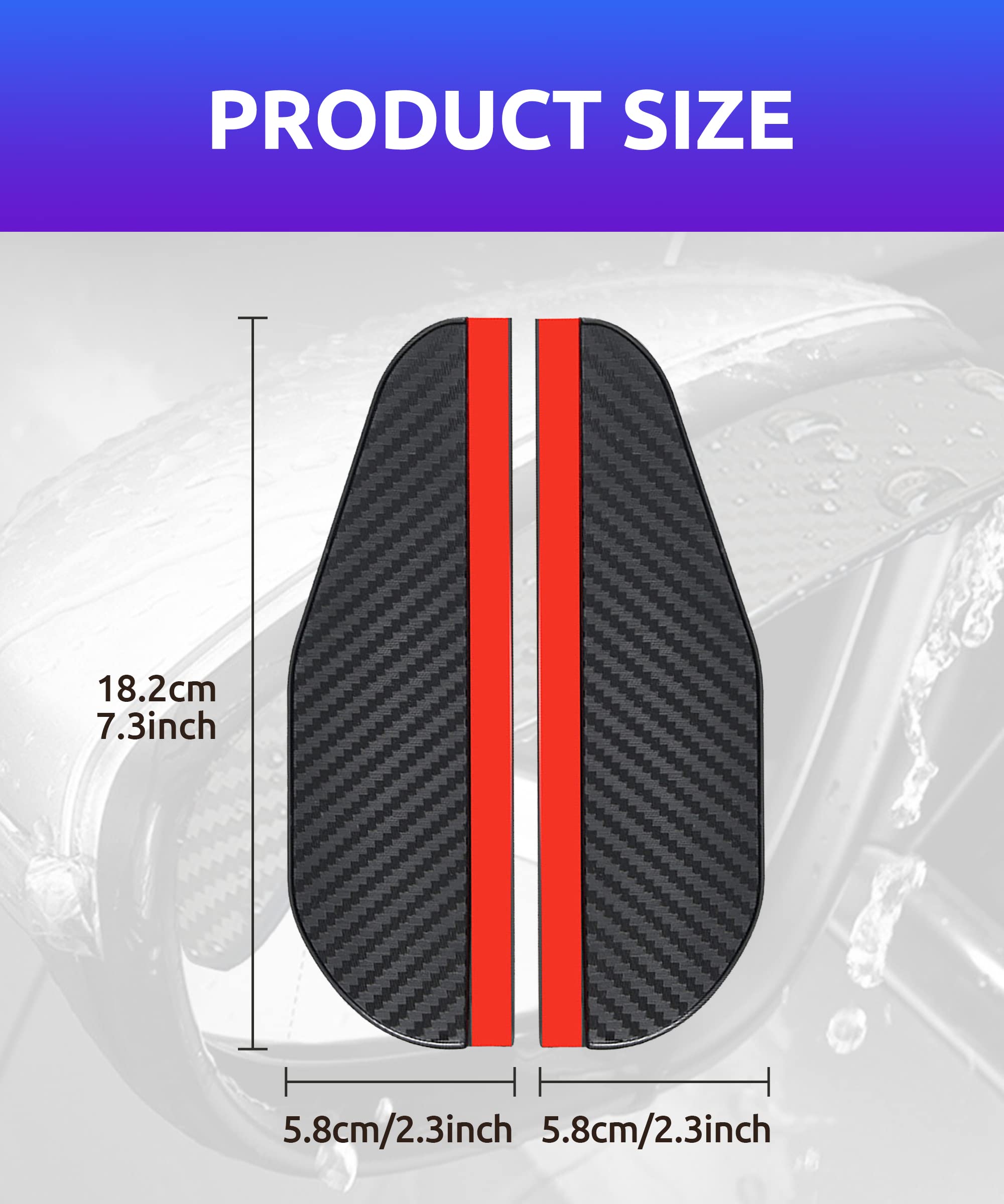 ESEWALAS 2-Pack Carbon Fiber Car Side Mirror Rain Guards - Waterproof Rear View Mirror Visors for Rain, Snow & Ice Protection - Universal Fit for Most Vehicles (Black) - Perfect for All-Weather Driving & Enhanced Visibility