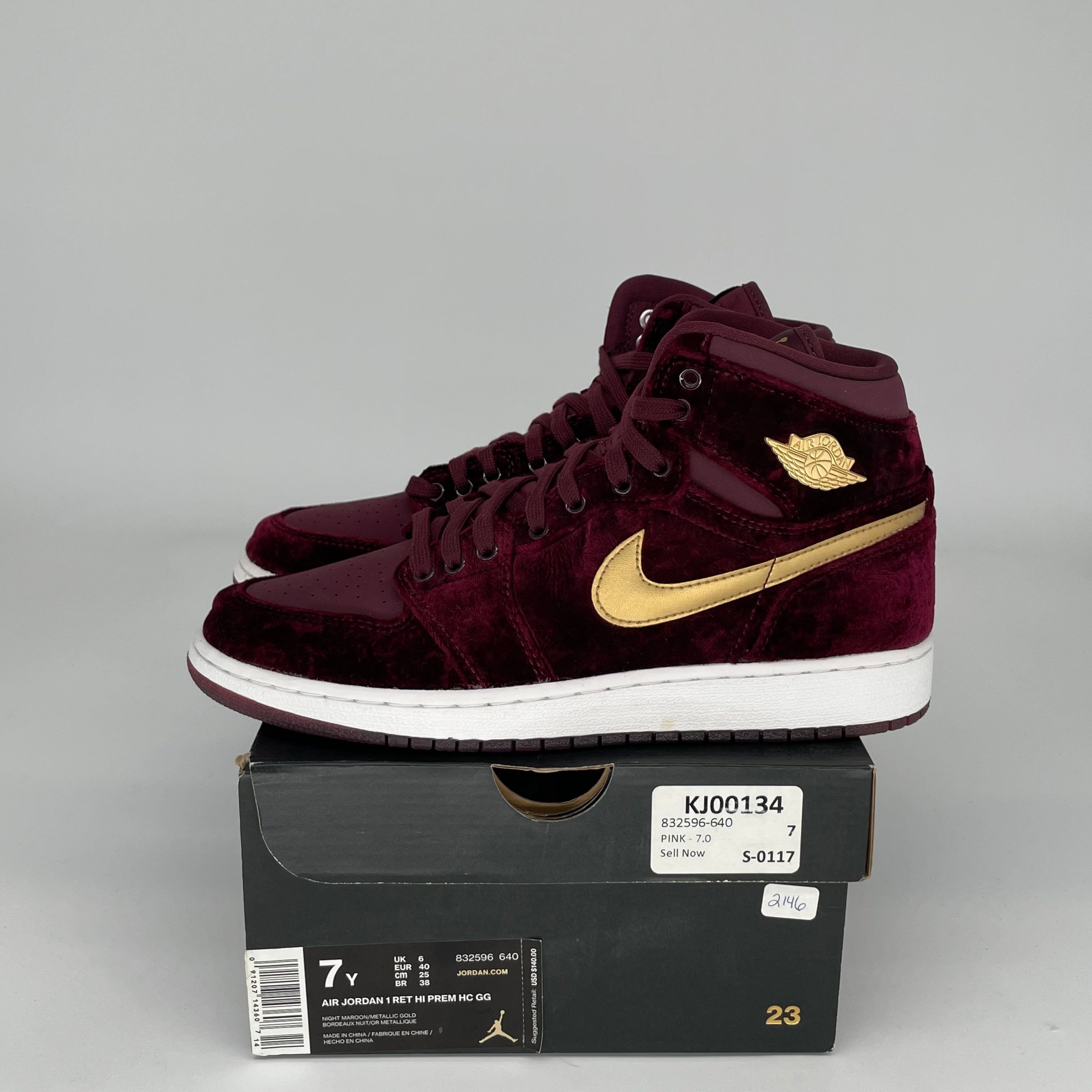 AIR JORDAN 1 Heiress Night Maroon Sneakers - Size 7Y (832596-640) - Women's Basketball Shoes for Casual Wear & Street Fashion
