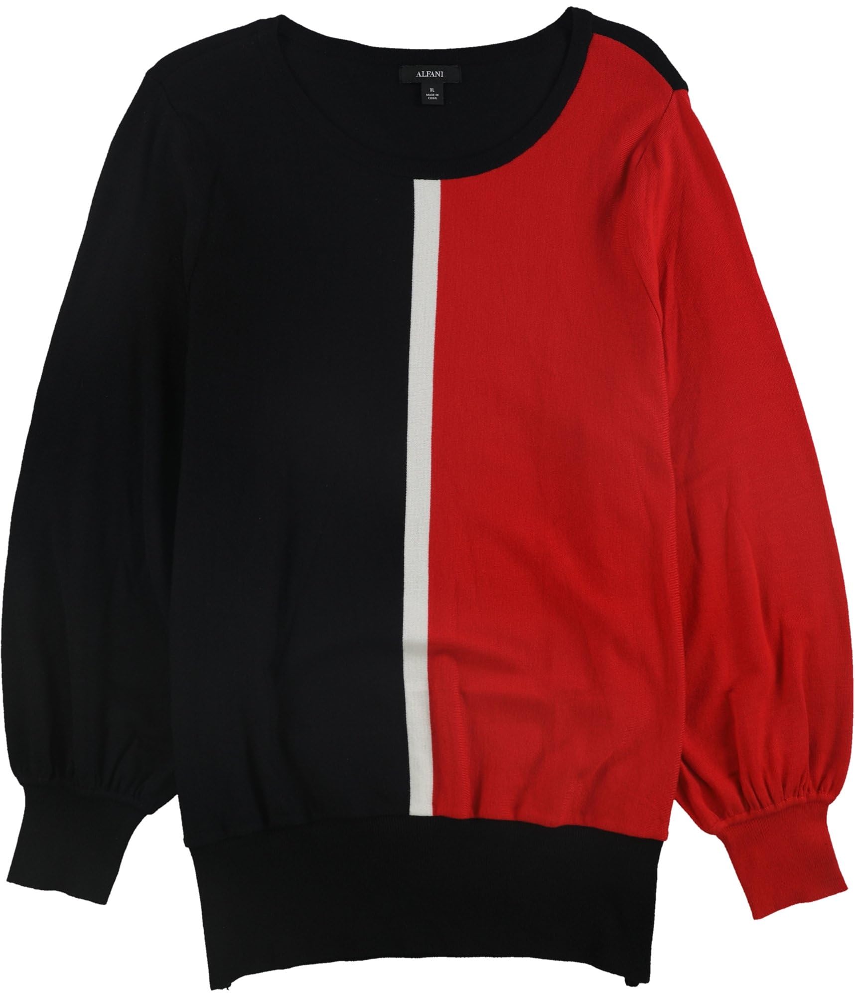 Alfani Women's Colorblocked Knit Sweater - Red Medium Size | Casual Pullover for Fall & Winter | Perfect for Office, Dating & Holiday Outfits