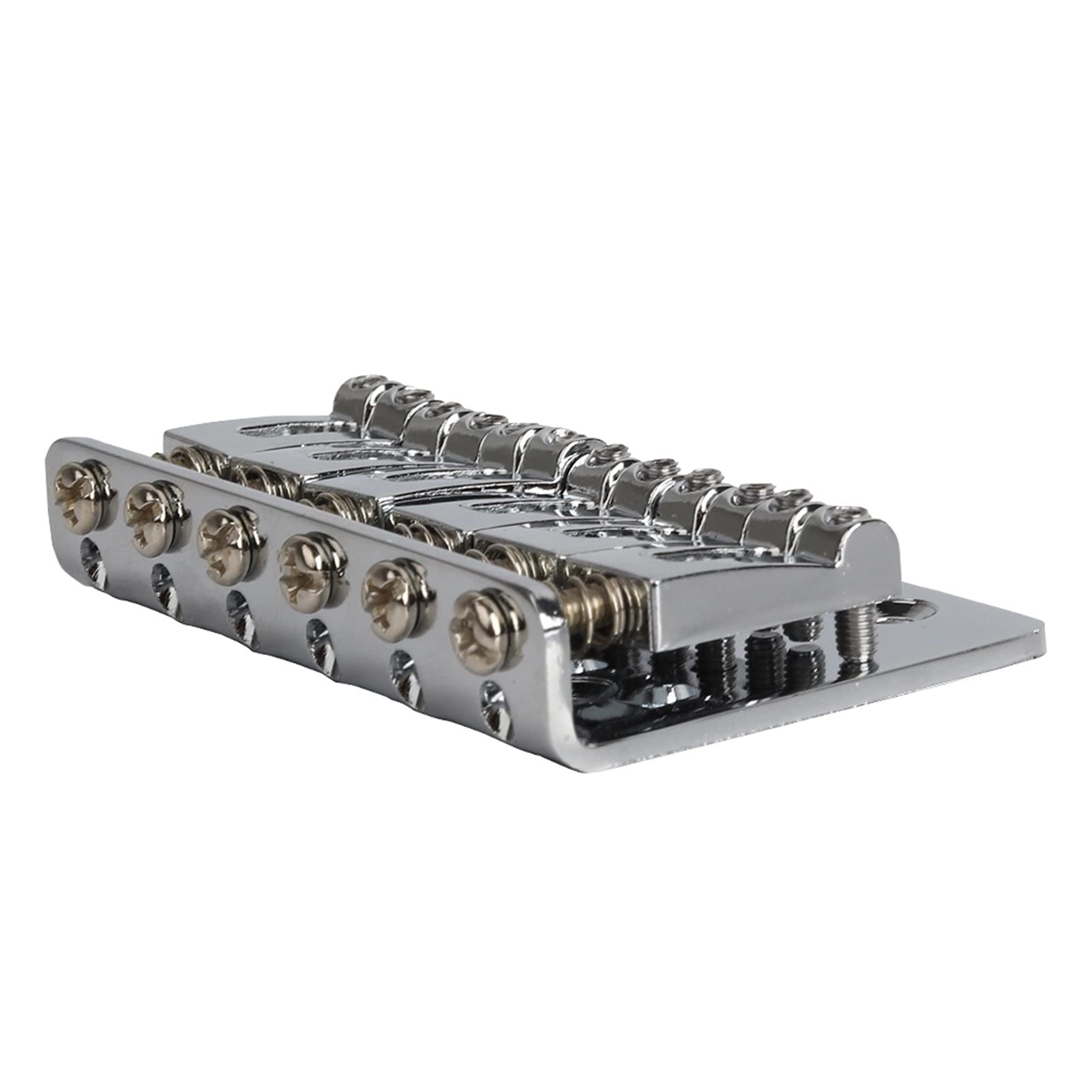 6-String Electric Guitar Bridge - Hardtail Fixed Metal Saddle Top Load Tailpiece (Silver) | Replacement Part for Guitar Repair & Upgrade | Perfect for Rock, Blues & Studio Recording