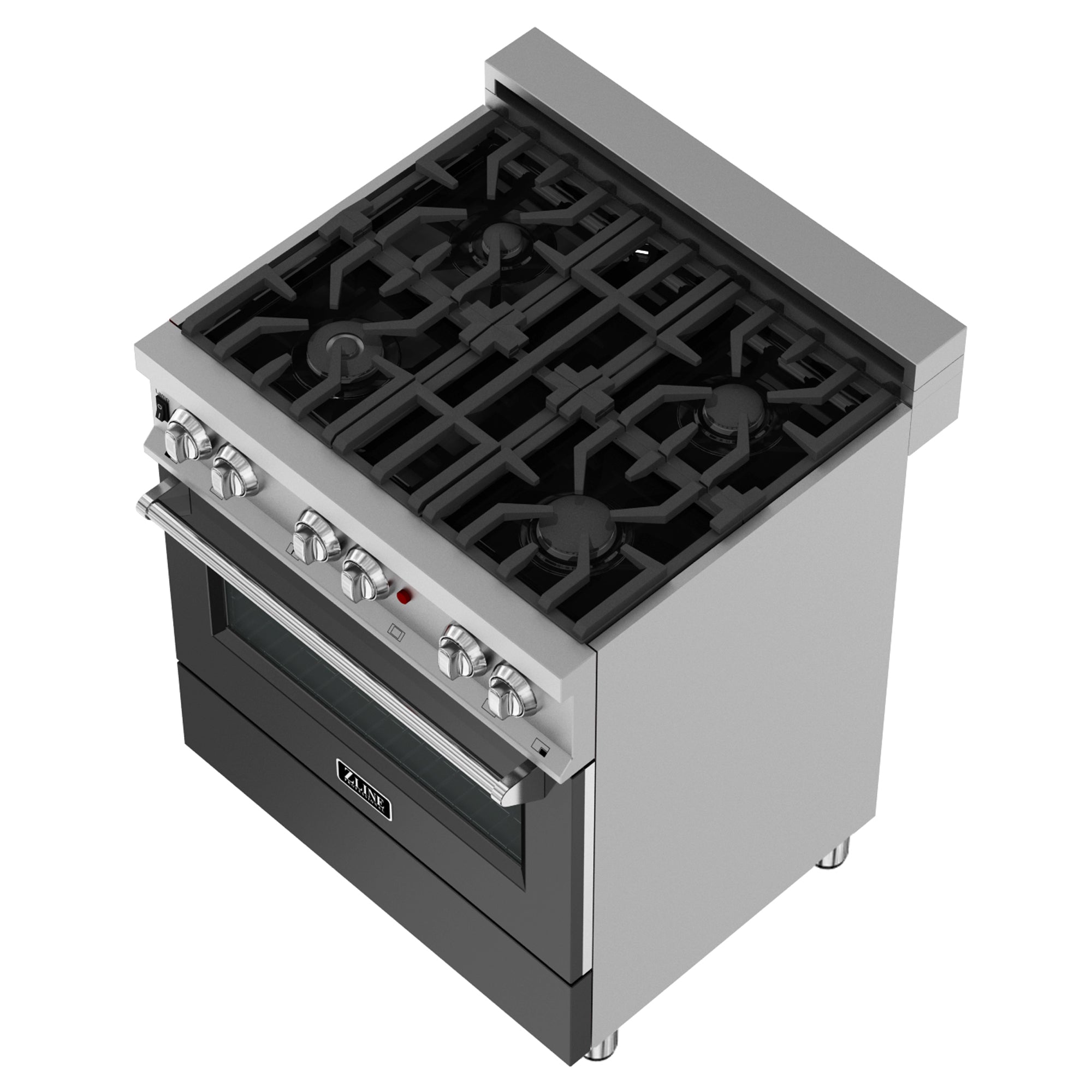 ZLINE 30-Inch 4.0 cu. ft. Dual Fuel Range with 4-Burner Gas Cooktop & Electric Convection Oven - Satin Stainless Steel & Black Matte Door (RAS BLM 30) - Perfect for Modern Kitchens, Home Chefs & Professional Cooking
