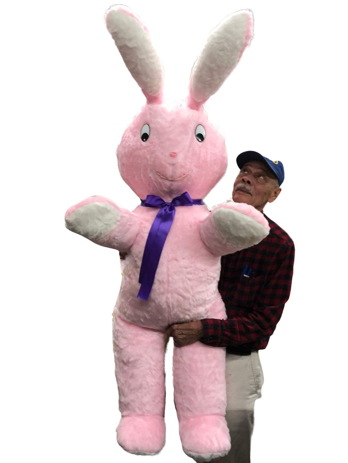 5 Foot Giant Pink Bunny Stuffed Animal - Lifesize Soft Plush Toy for Easter, Gifts & Home Decor - Made in USA - Huggable Big Plush Rabbit for Kids, Adults & Nursery Room