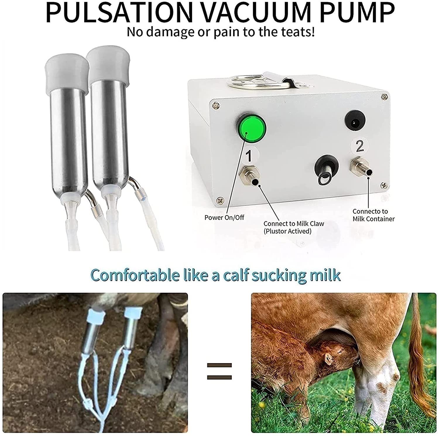 7L Electric Milking Machine - Portable Double Head Pulse Milker Kit for Cows & Goats | Farm & Home Use | Easy Dairy Milking Solution for Small Farms & Homesteads