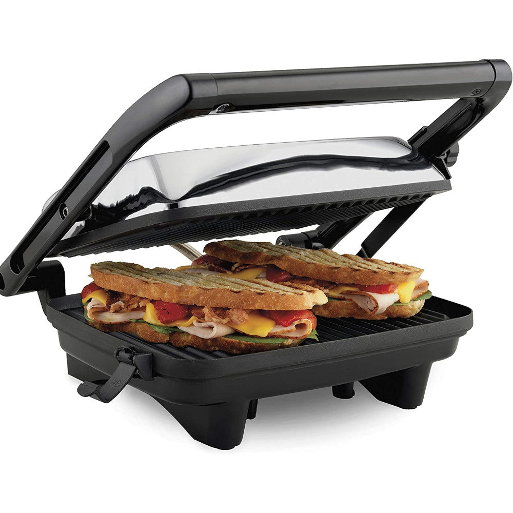 Hamilton Beach 25460C Electric Panini Press Grill with Locking Lid - Perfect for Sandwiches, Paninis & Grilled Cheese at Home or Office