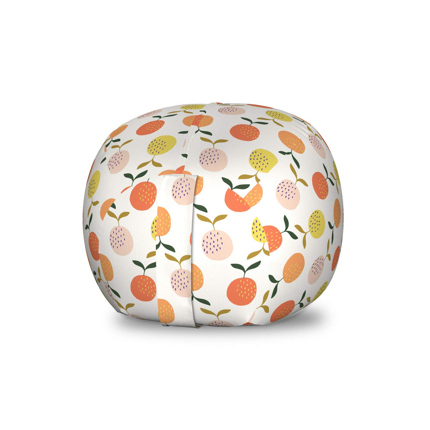 Ambesonne Fruit Storage Toy Bag Chair - Colorful Oranges Hand Drawn Pattern, Washable Stuffed Animal Organizer, Small Multicolor Storage Bag for Kids' Room, Playroom & Nursery Organization
