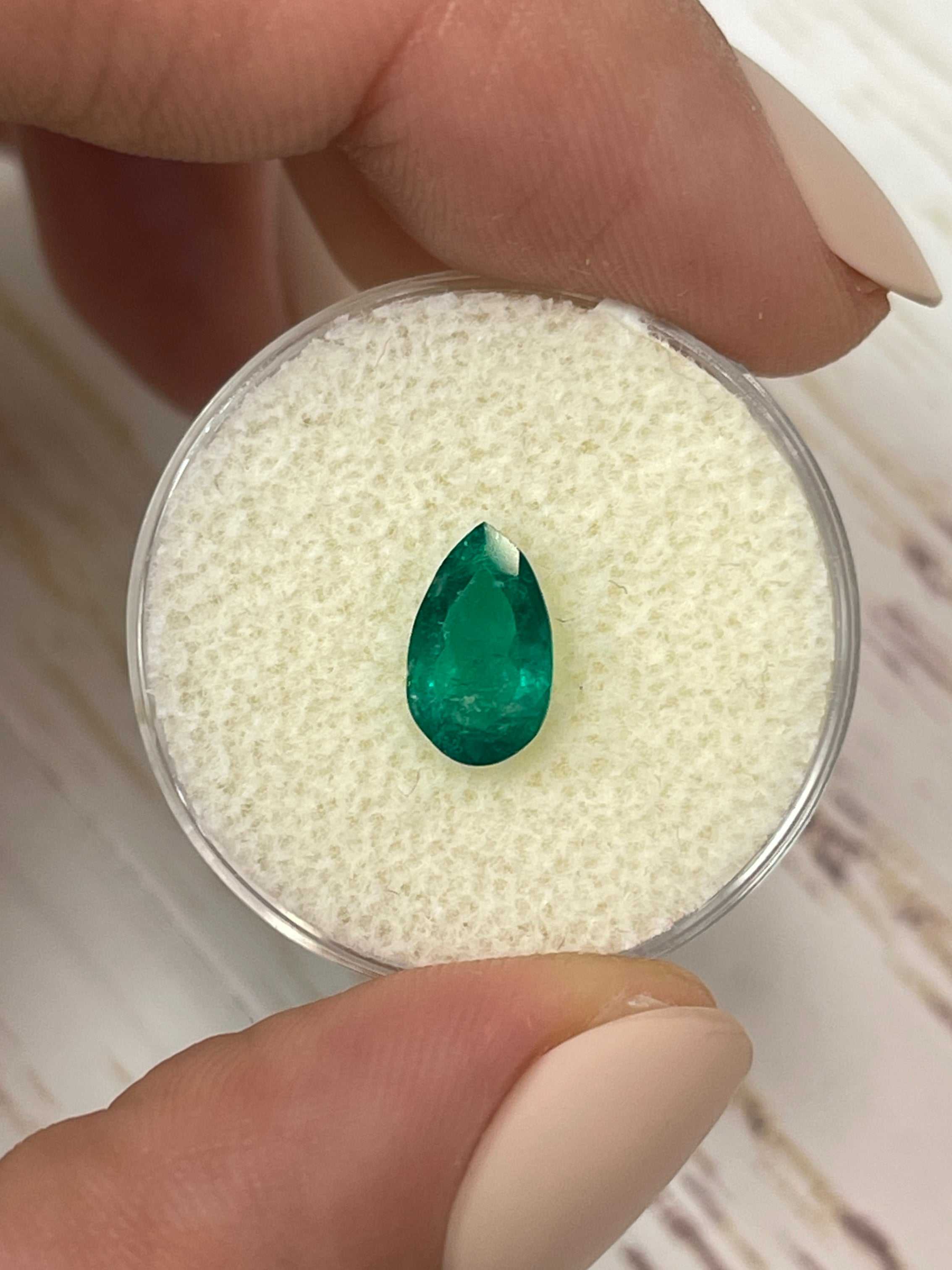 0.96 Carat Dark Green Natural Loose Colombian Emerald Pear Cut Gemstone for Jewelry Making, Engagement Rings & Fine Collections