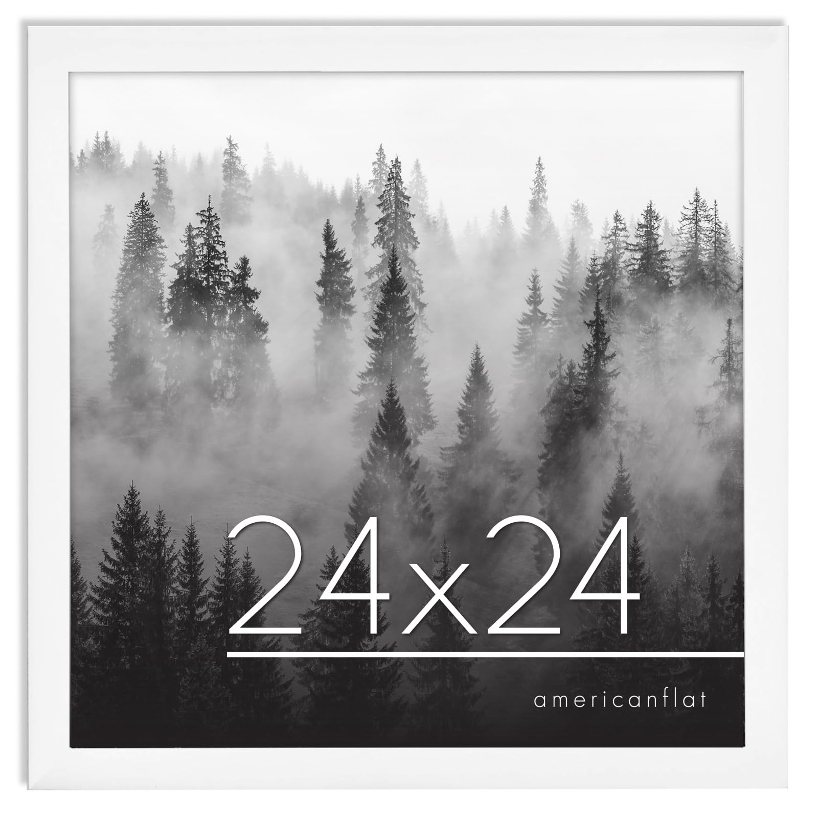 Americanflat 24x24 Picture Frame - White Wood Wall Display for Home Decor