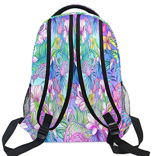 Stylish Pink Flamingo Tropical Print Laptop Backpack for College Students & Teens - Durable School Travel Backpack with Laptop Compartment for iPad, Tablet, Books - Perfect for Campus, Work Commute & Weekend Getaways