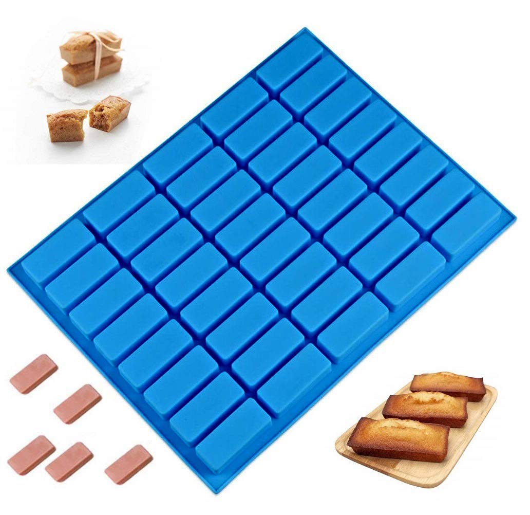 40 Cavities Rectangle Silicone Mold for Chocolate, Candy, Truffles, Ganache & Gummy - Premium Baking & Dessert Making Tool - Perfect for Home Bakers & Professional Chefs - Ideal for Parties, Holidays & Gift Packaging (Blue)