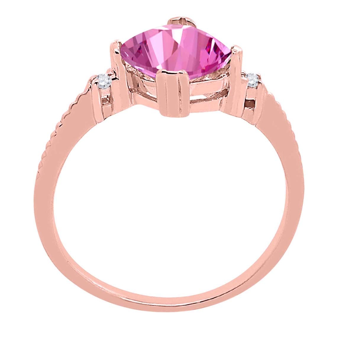 MauliJewels 1.80 Carat Cushion Cut Pink Topaz & Diamond Ring for Women - 10K Rose Gold Prong Setting | Elegant Engagement, Anniversary Gift & Special Occasion Jewelry