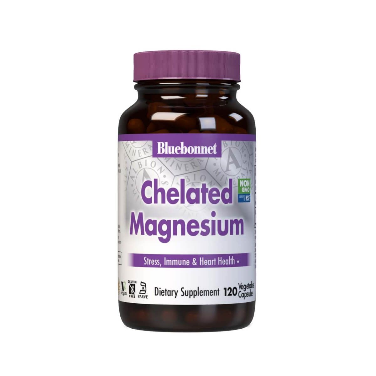 Bluebonnet Chelated Magnesium 200mg - 120 Vegetable Capsules for Stress Relief & Muscle Recovery | Vegan, Non-GMO Supplement for Sleep Support & Heart Health