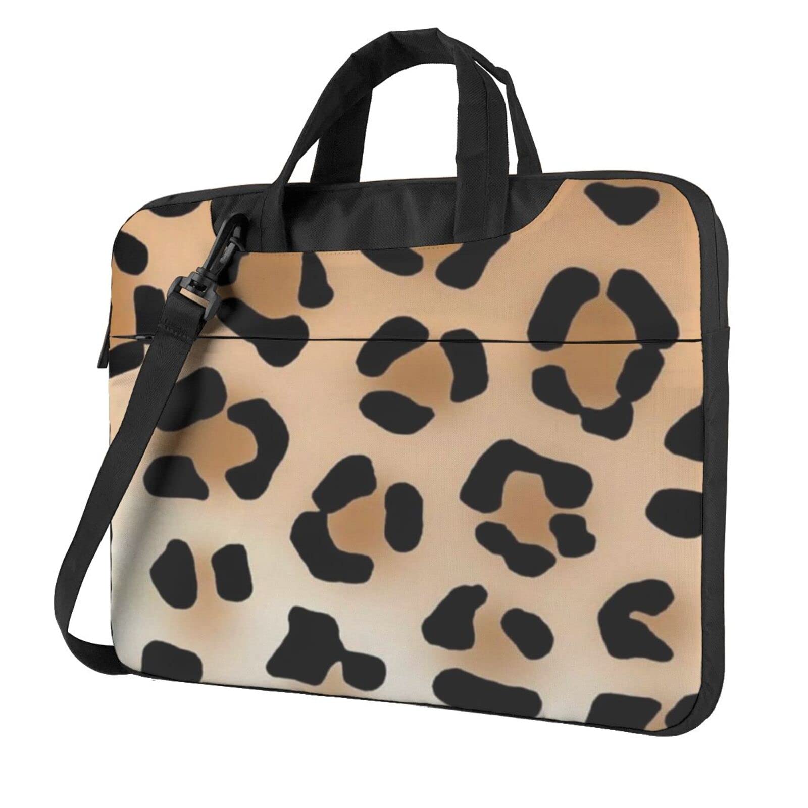 Stylish Leopard Print Laptop Bag for Men & Women - Durable 15.6 Inch Briefcase with USB Charging Port - Perfect for Office, Business Travel & College (Black/Leopard)