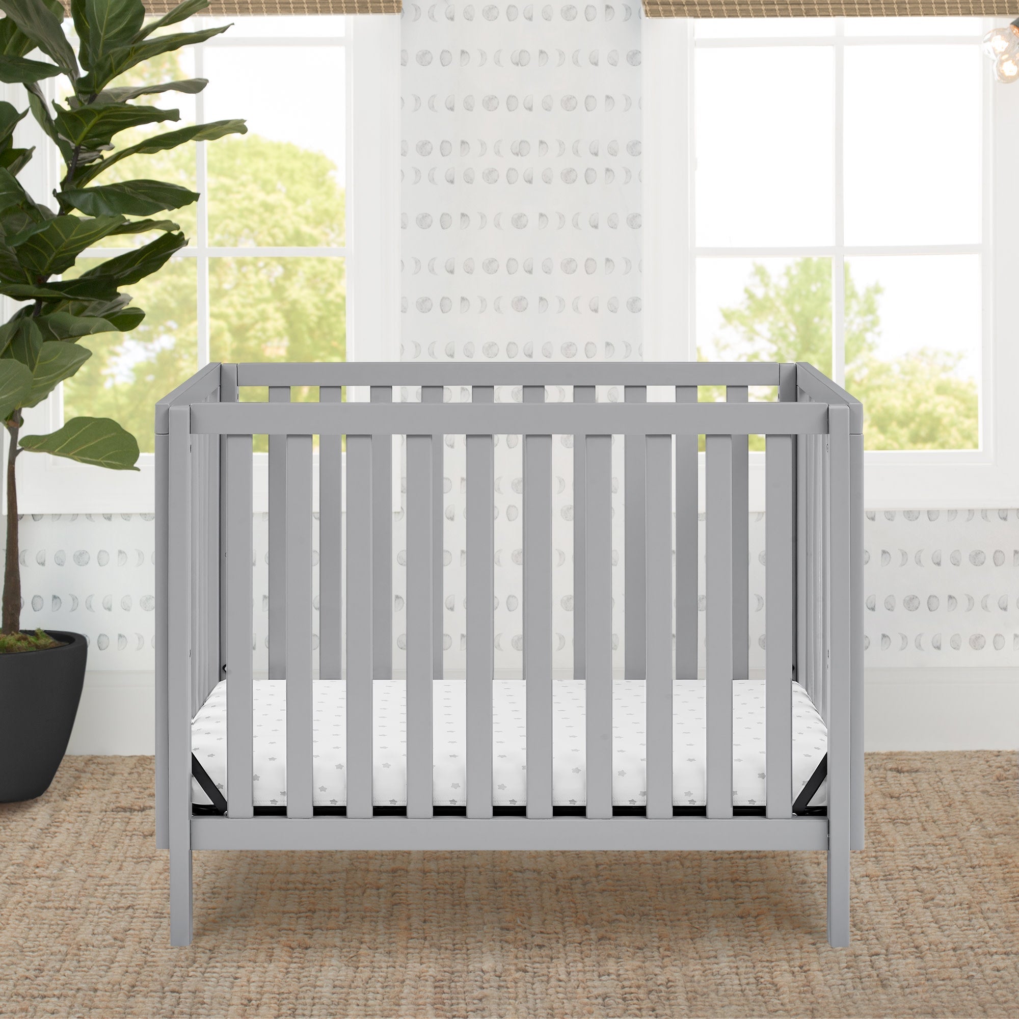 Gio Mini Crib with 2.75 Inch Mattress - Portable Baby Bed for Small Spaces | Nursery, Travel & Apartment Sleeping Solution